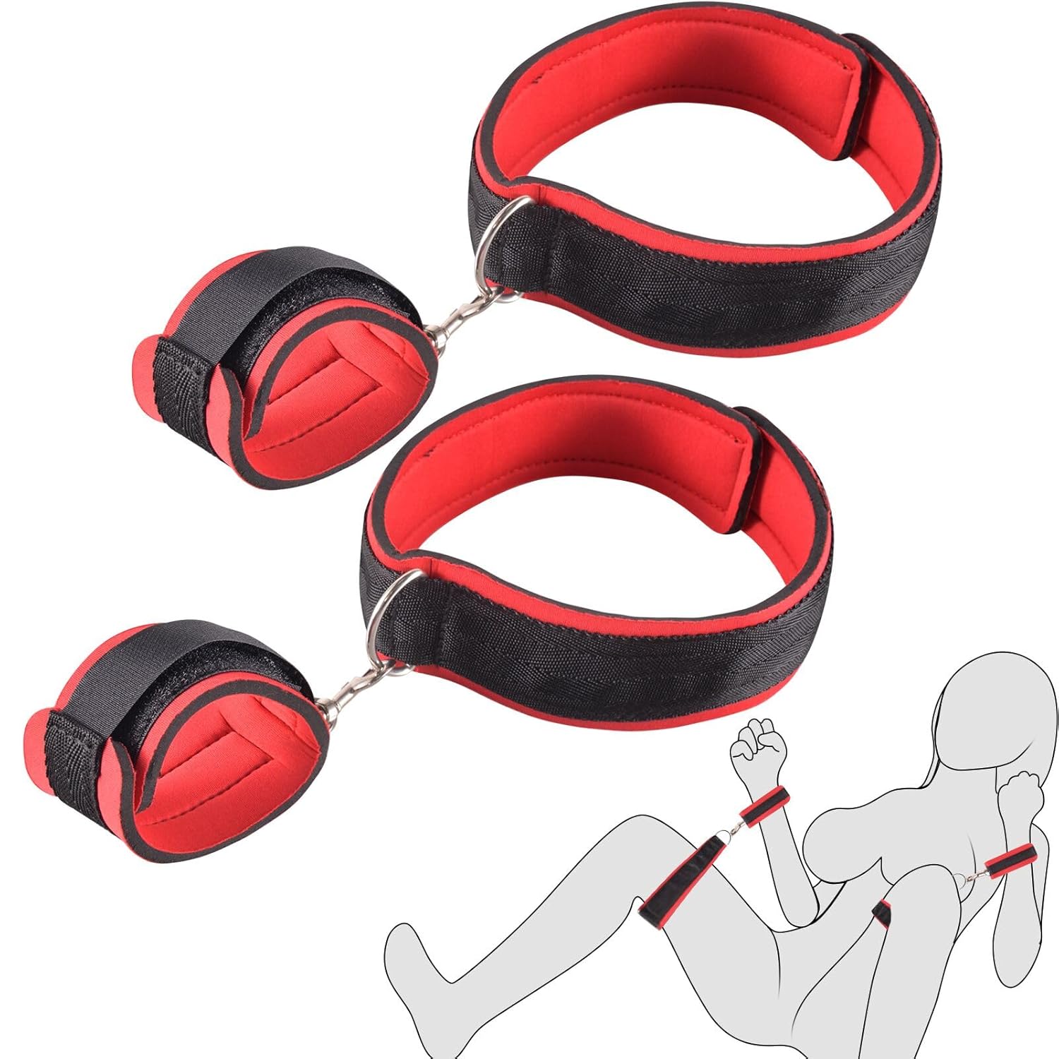 Bdsm Adjustable Thigh Wrist Cuffs Restraints Handcuffs Kit