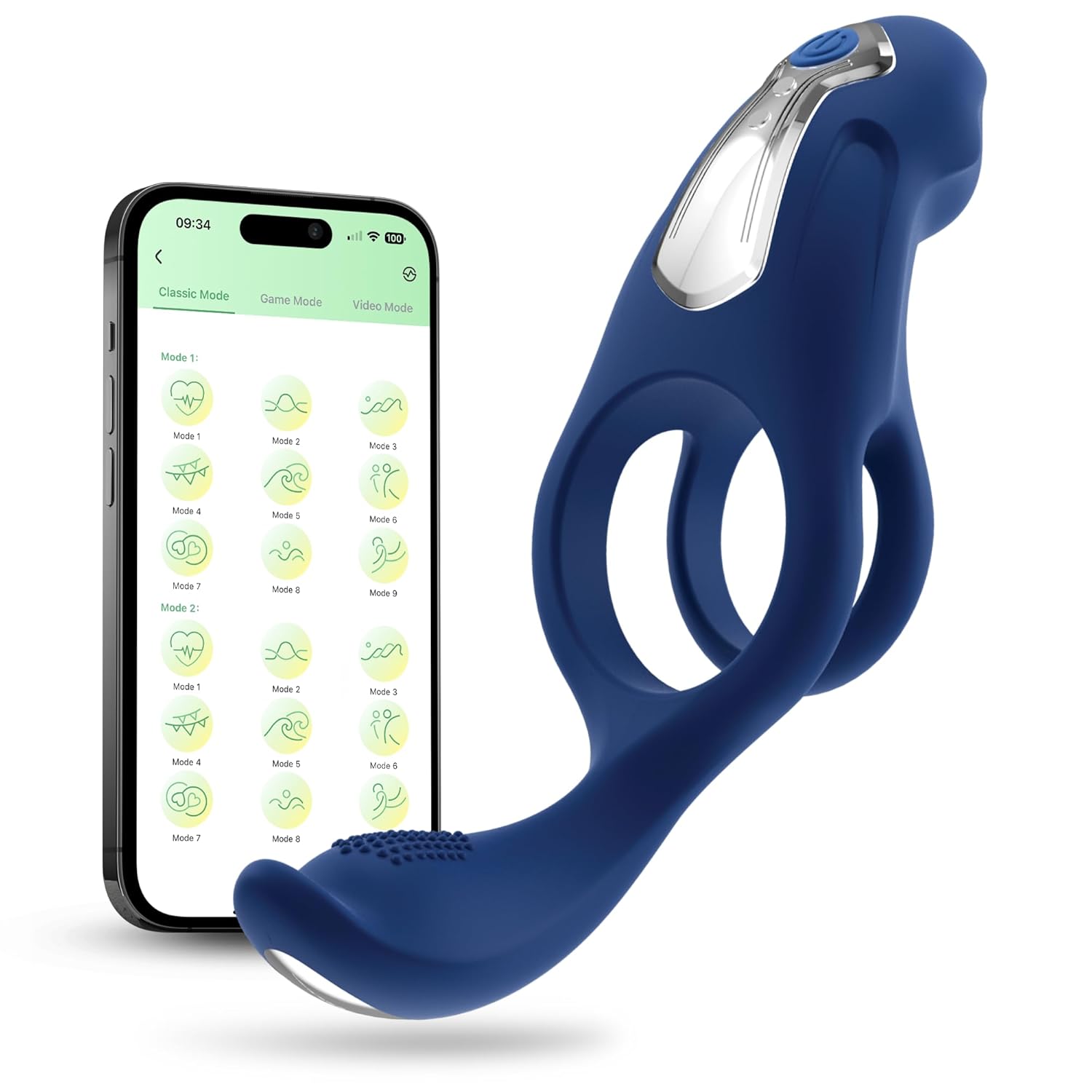 App Controlled Silicone Vibrating Cock Ring Men Erection Sex