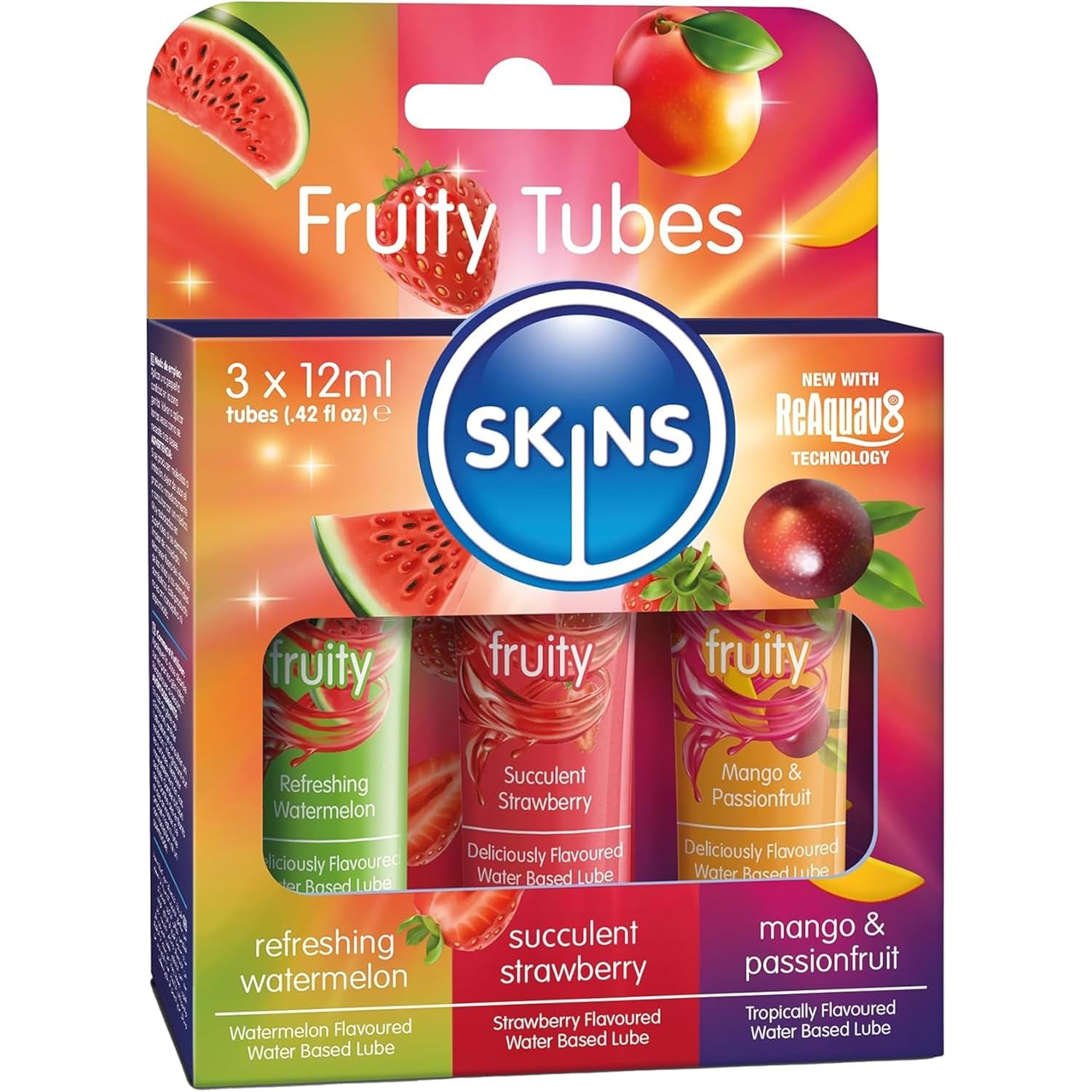 Flavored Lube Set, 3 x 12ml, Watermelon, Strawberry, Mango