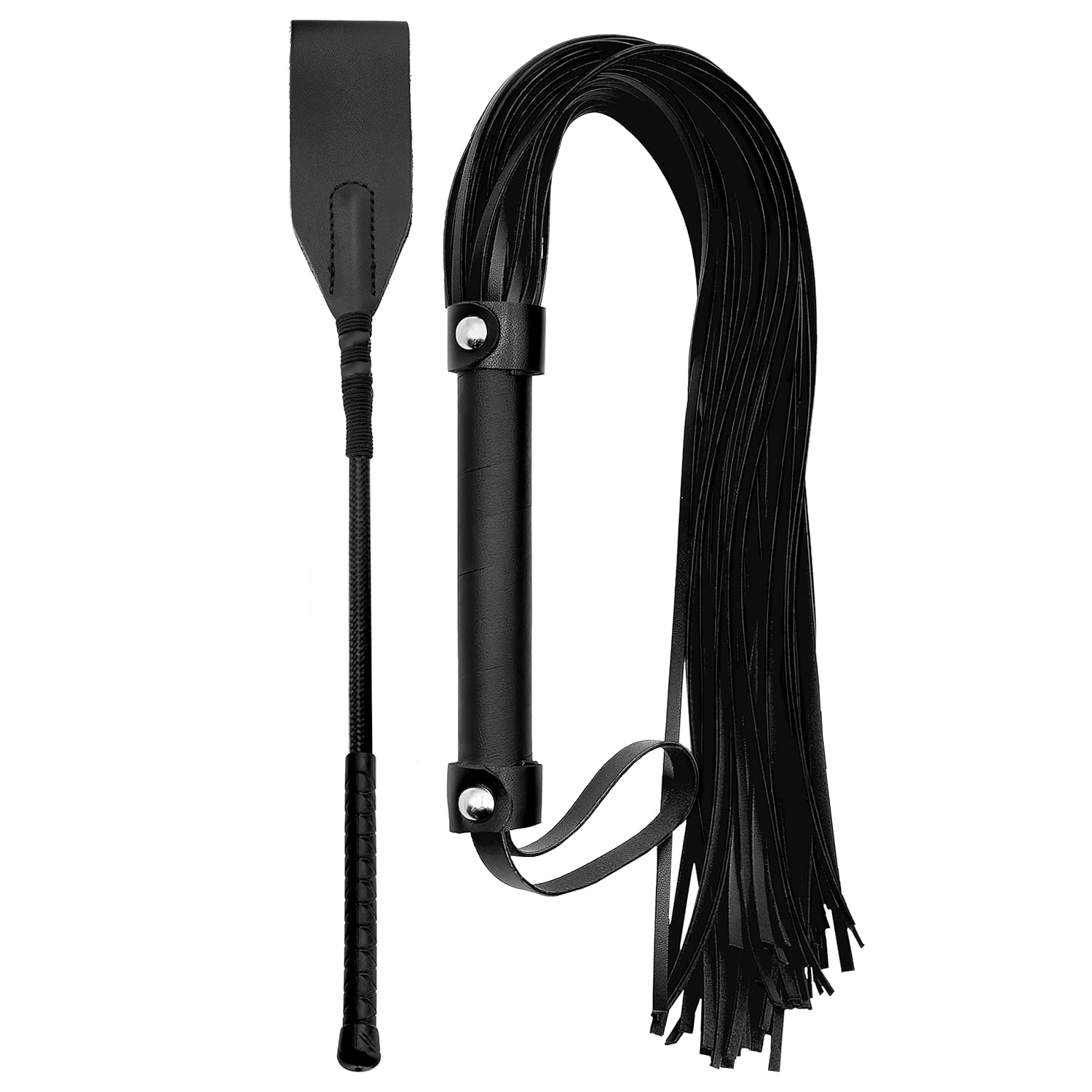 Black Sex Whip Adult Crop 18" Bdsm Whip Set Bondage Flogger Kit Crop