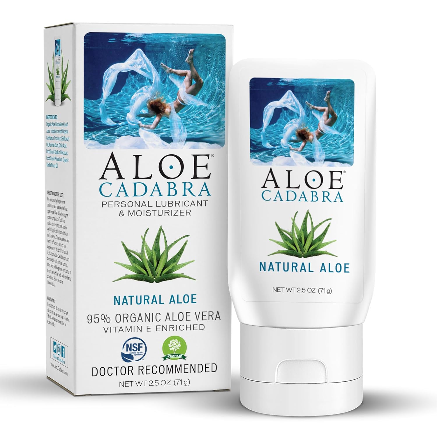 Natural Water-Based Lubricant, Organic Aloe, pH Balanced, 2.5oz