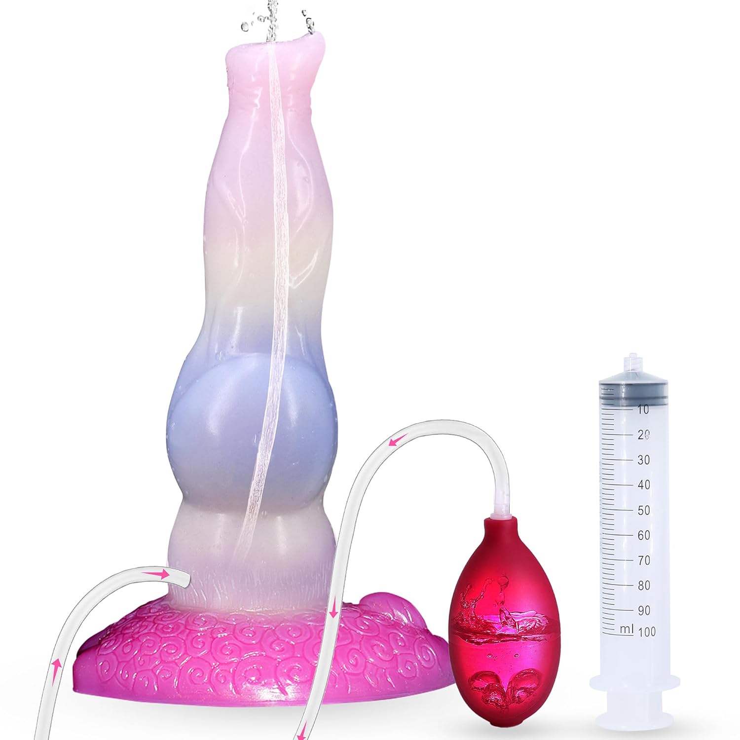 8 Inch Realistic Squirting Sea Jelly Color Silicone Dog Dildo