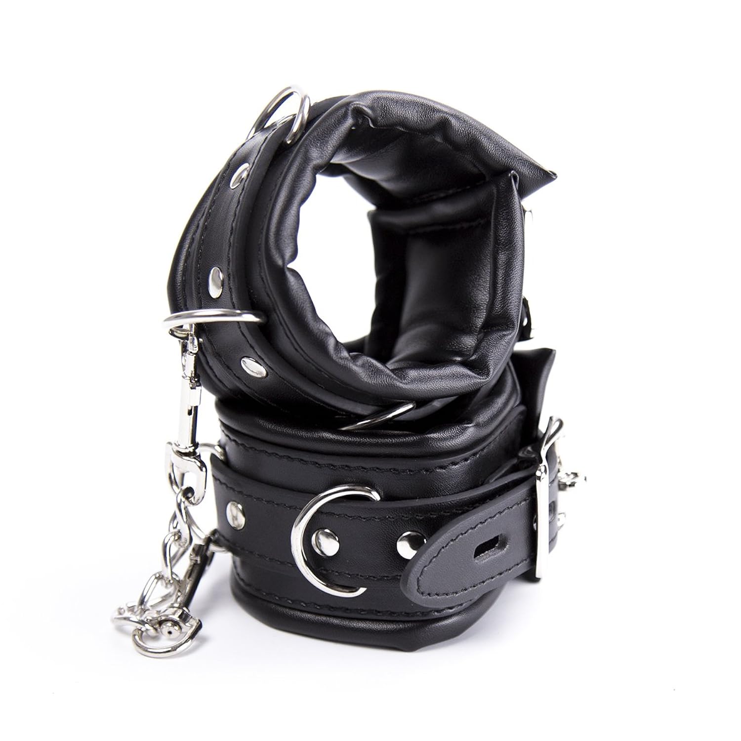 Adjustable Handcuffs Wrist Ankle Bracelets Sm Adult Plush Pu Leather