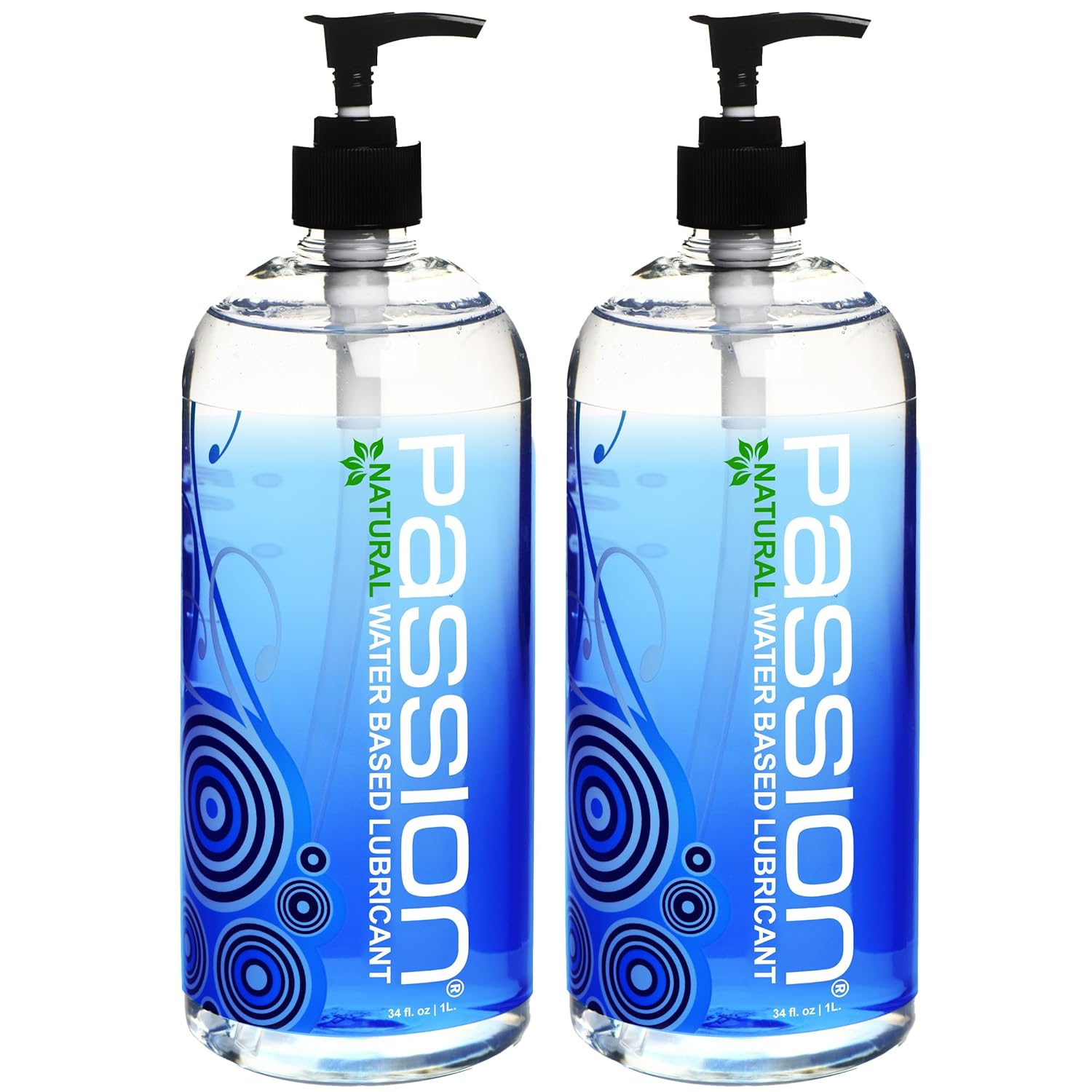 Twin Pack Natural Water-Based Lubricant, 34oz Each, Total 68oz