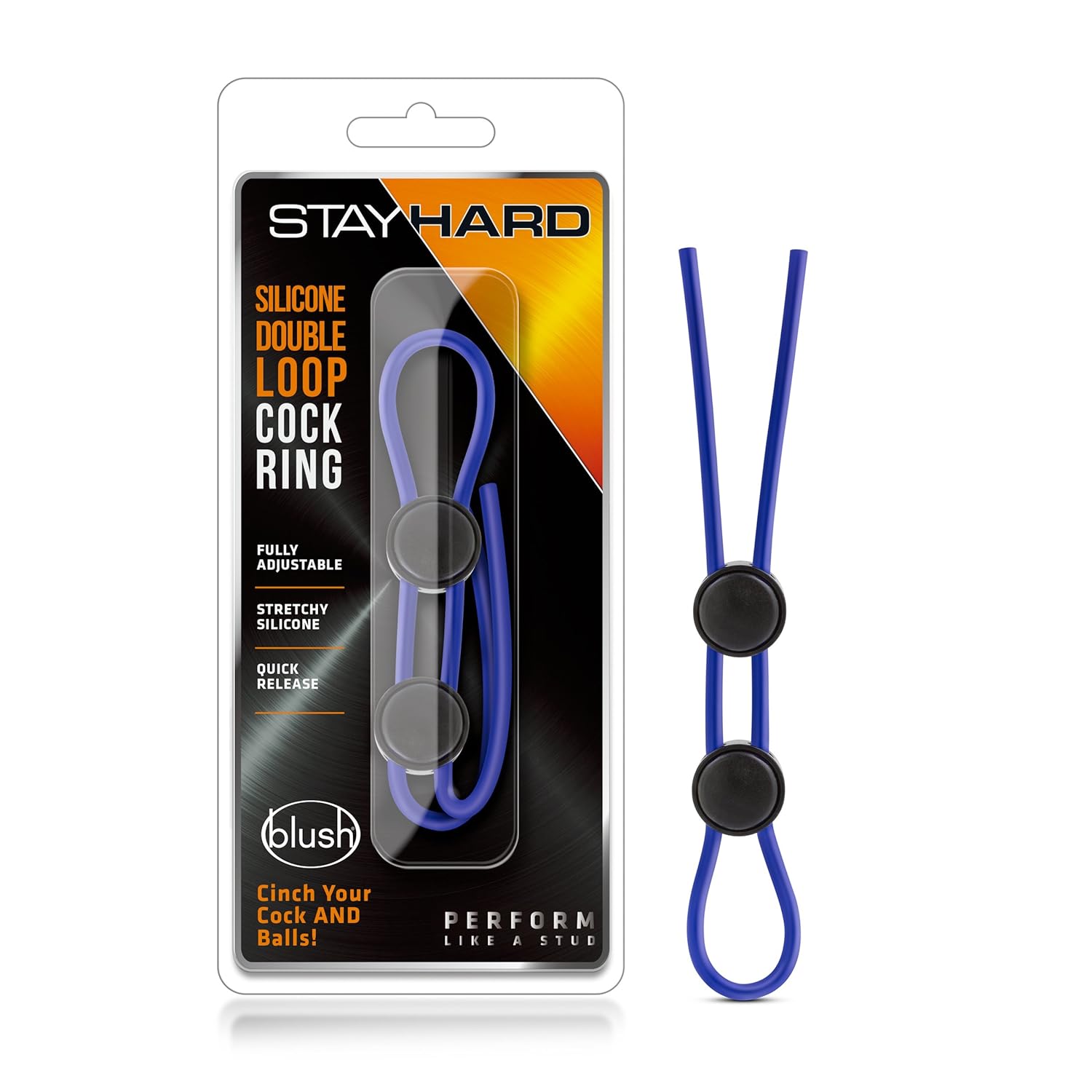 Stay Hard Silicone Double Lasso Loop C Ring And Ball Cinch - Strong
