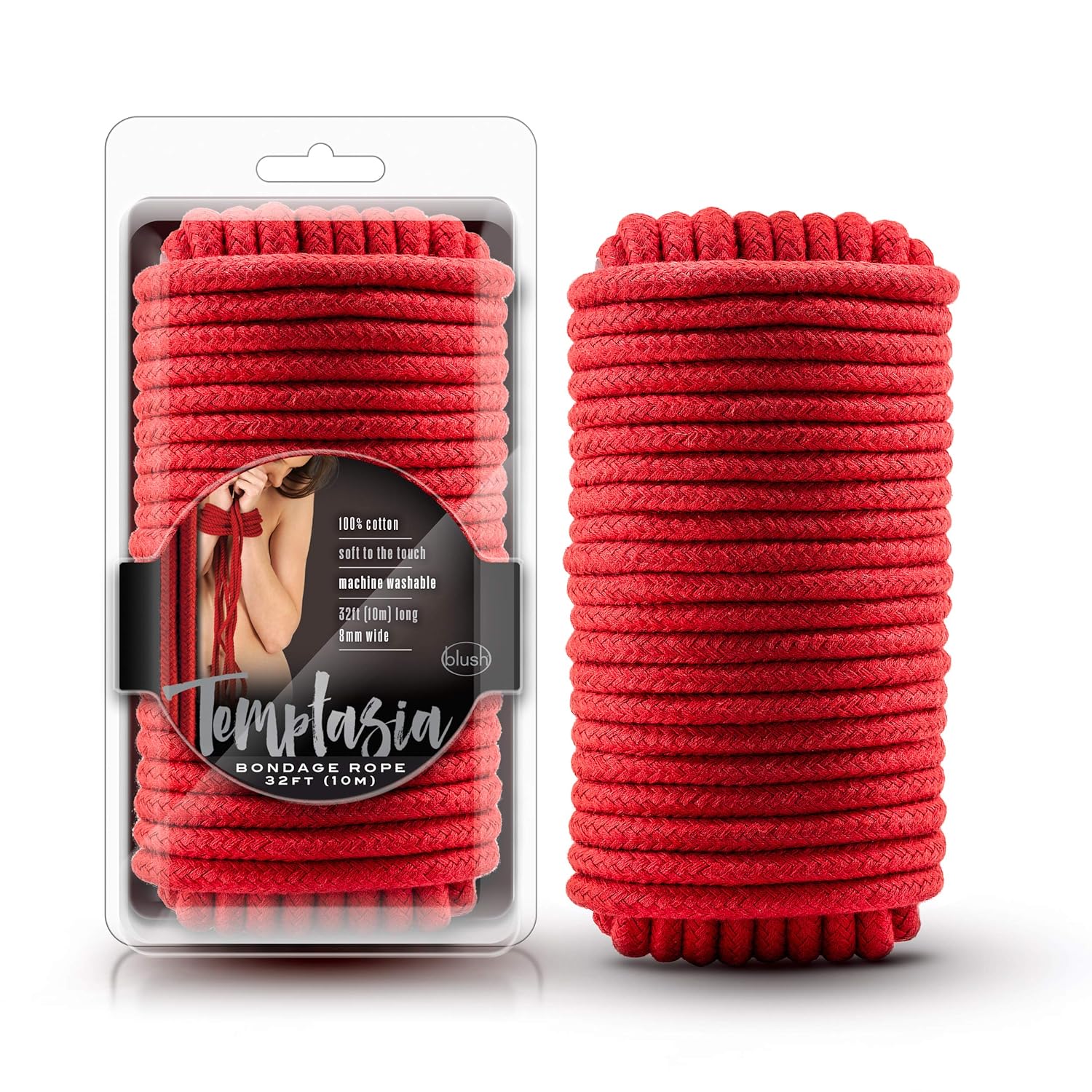 Temptasia Red Bondage Rope - 32 Feet No-Slip Shibari Rope Of 100%