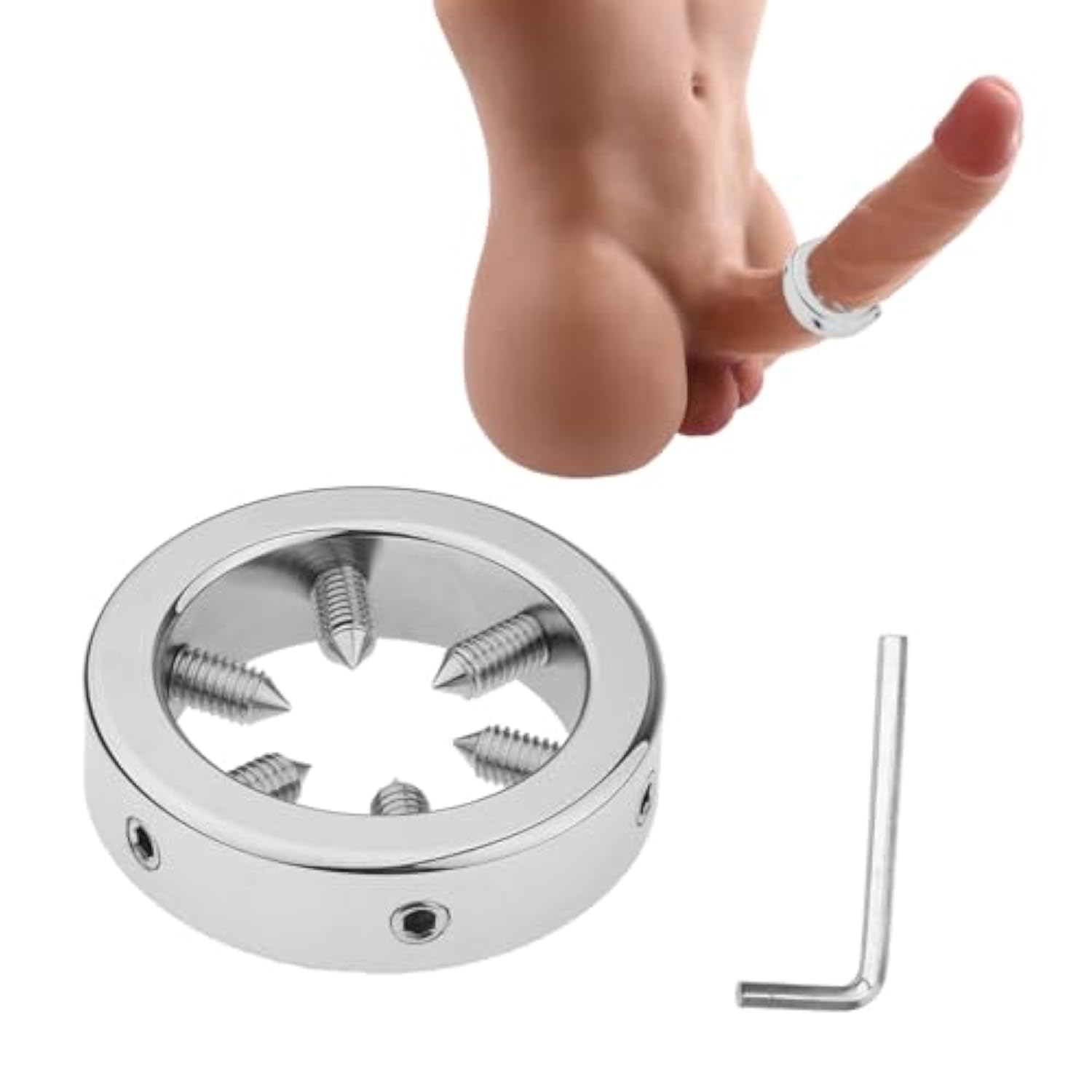 Stainless Steel Cock Ring With 6 Screws Chastity Device Bondage Erotic Penis Rings Sex Toys Sm Scrotum Stretcher For Male Training Devices (40Mm/1.57In)
