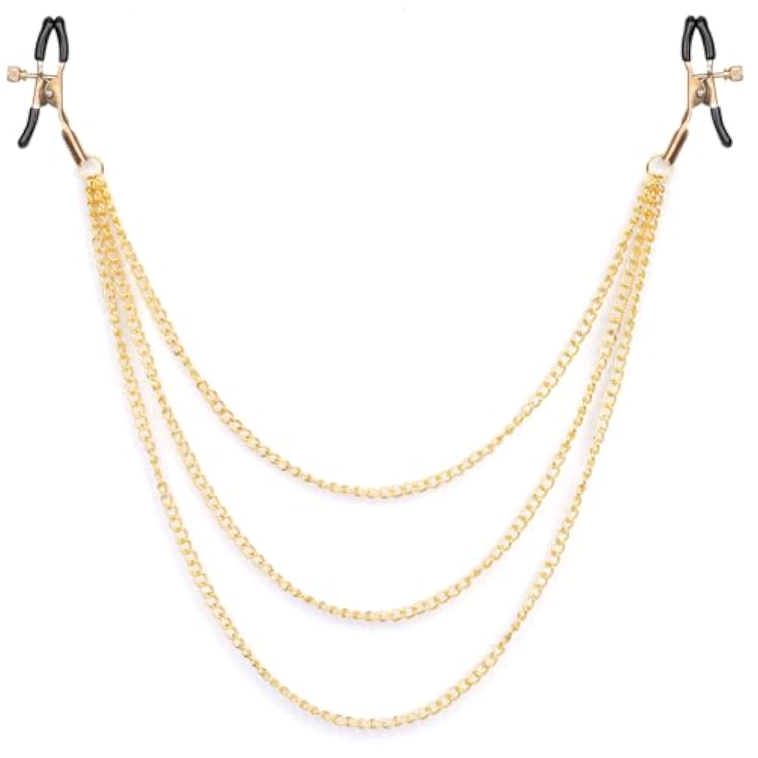 Bdsm Adjustable Metal Nipple Clamps With Chain Non Piercing, Nipple Adult Sex Toys For Women Couples, Breast Flirting Stimulation Bondage Wellness (Golden Triple)