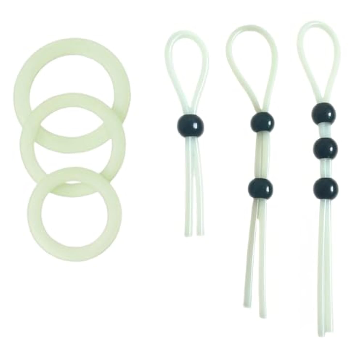 3Pcs Adjustable Cock Ring Set Male Rings Basic Penis Ring Sex Toys, Silicone Male Cock Ties String With Adjustable Beads Longer Harder Stronger Erection Sex Products (Luminous)