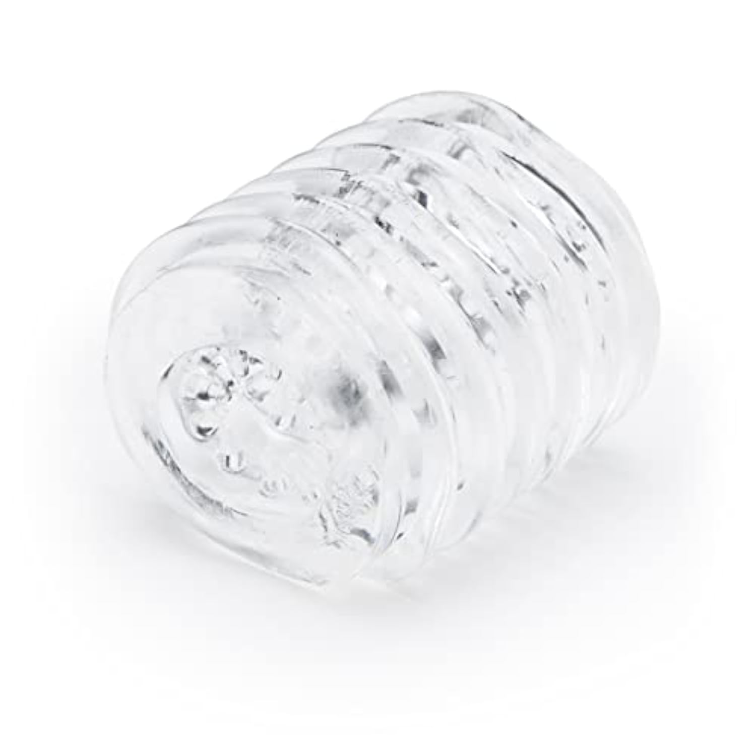 Head Master Male Masturbator - 2.5 Inch Double Textured Stretchy Open Ended Stroker - Male Sex Toy - Self Pleasure Sex Toys For Men - Waterproof - Clear