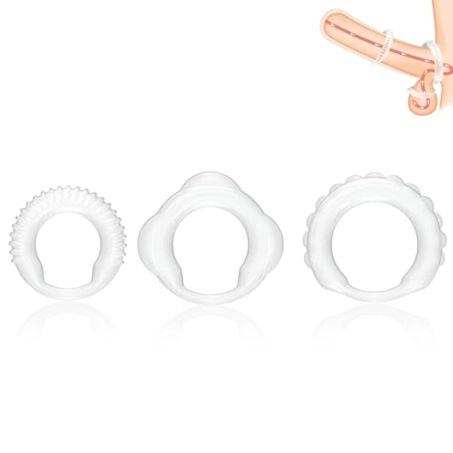 Flexible Cock Ring Set 3 Pcs Waterproof Penis Rings For Erection Enhancing Delay Ejaculation Adult Male Sex Toy For Penis Training And Long-Lasting Couples Sex
