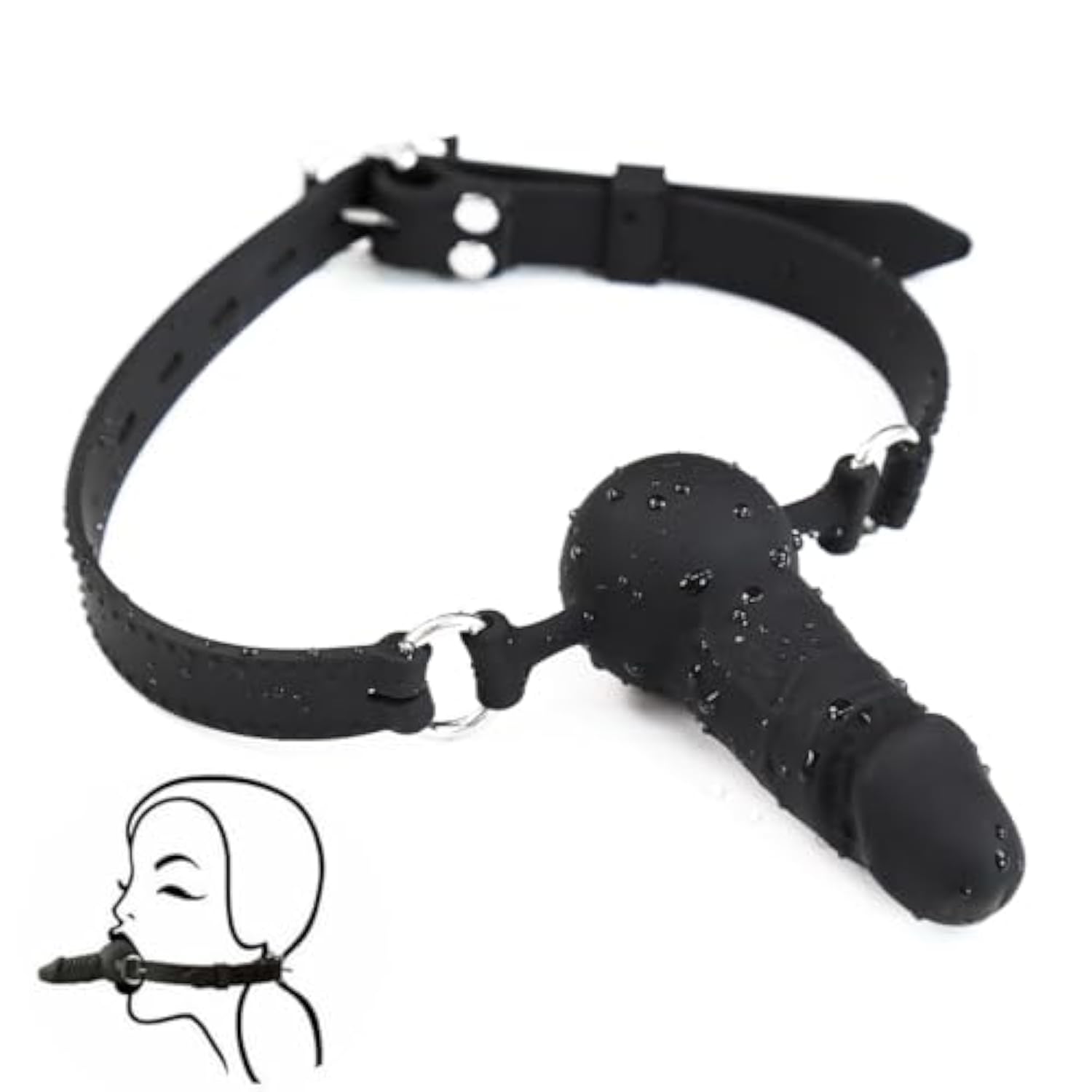 Silicone Dildo Mouth Ball Gag Penis Gag Adjustable Strap On Mouth Gag For Adult Bondage Restraints Bdsm Sex Toys (3.81Inch Style A)
