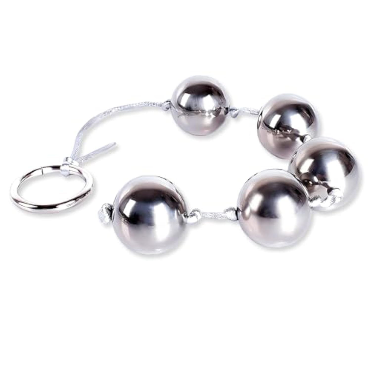 Metal Anal Beads Butt Bead With 5 Anal Pull Balls String Rope Bdsm Fetish Anal Dilator Couples Flirting Vaginal Balls Anal Trainer Adult Sex Toys Sm Sex Love Tools For Men Women(Silver)