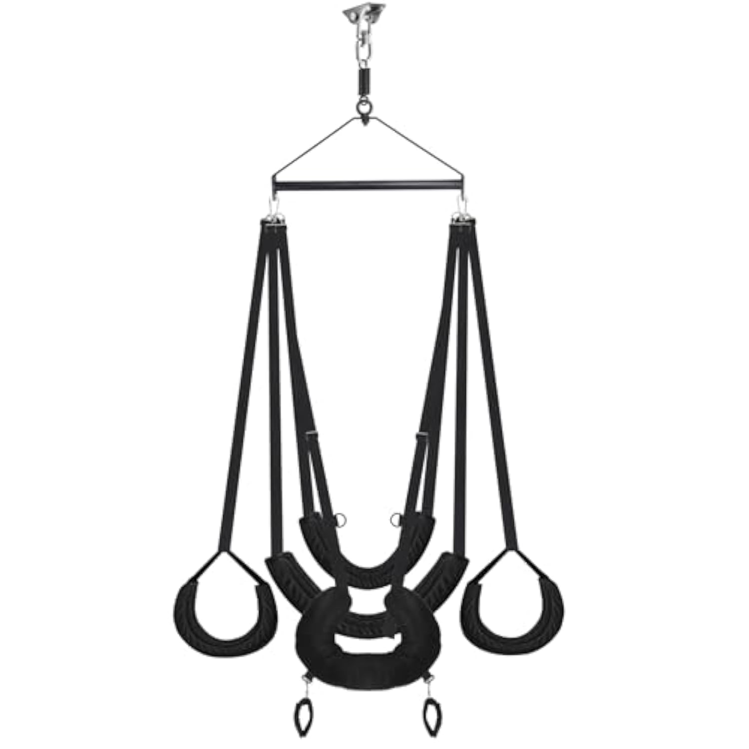 Sex Swing With 360° Spinning Ceiling Mount – Indoor Sling Set With Sturdy Stand & Extra-Wide Padded Seat For Couples (Pillow Extreme, Black)