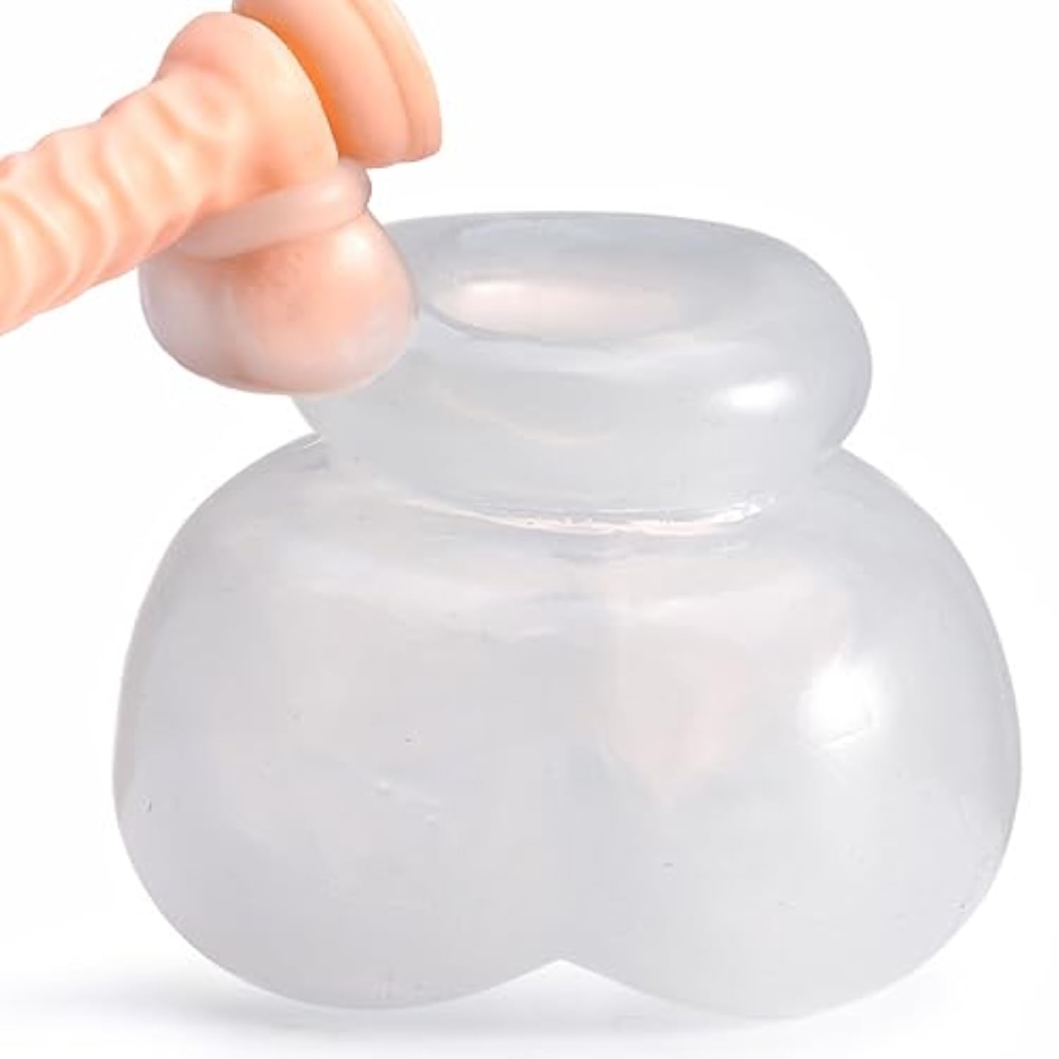 Silicone Scrotum Ballsack Testicle Bondage Male Bull Bag Ball Stretcher Scrotum Chastity Device For Adults Sex Toys (Clear)