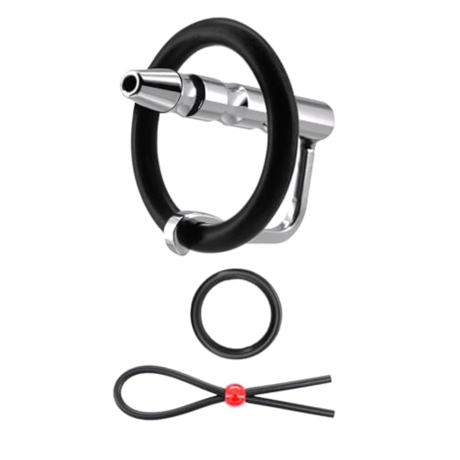 Urethra Sound 304 Stainless Steel Hollow Penis Plug Sex Toys - Catheters & Sounds Adult Sex Toys Male Urethral Dilator Urethra Sounding Stimulation For Men Comes With An Adjustable Cock Ring(0.26Inch)