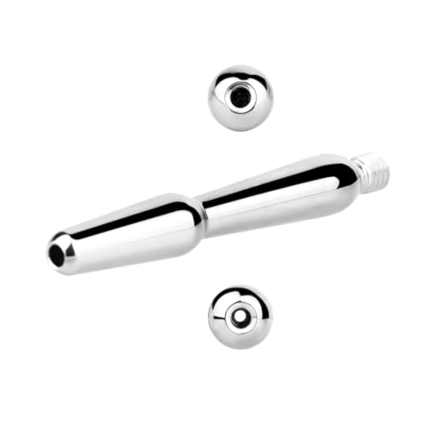 Male Sounds Urethral Dilator Stainless Steel Smooth Tip Inserts Penis Plugs Dilators With Two Balls Urethral Dilator Plugs With Diameter Graduation Masturbation Rod Bladder Stimulation For Men (S)