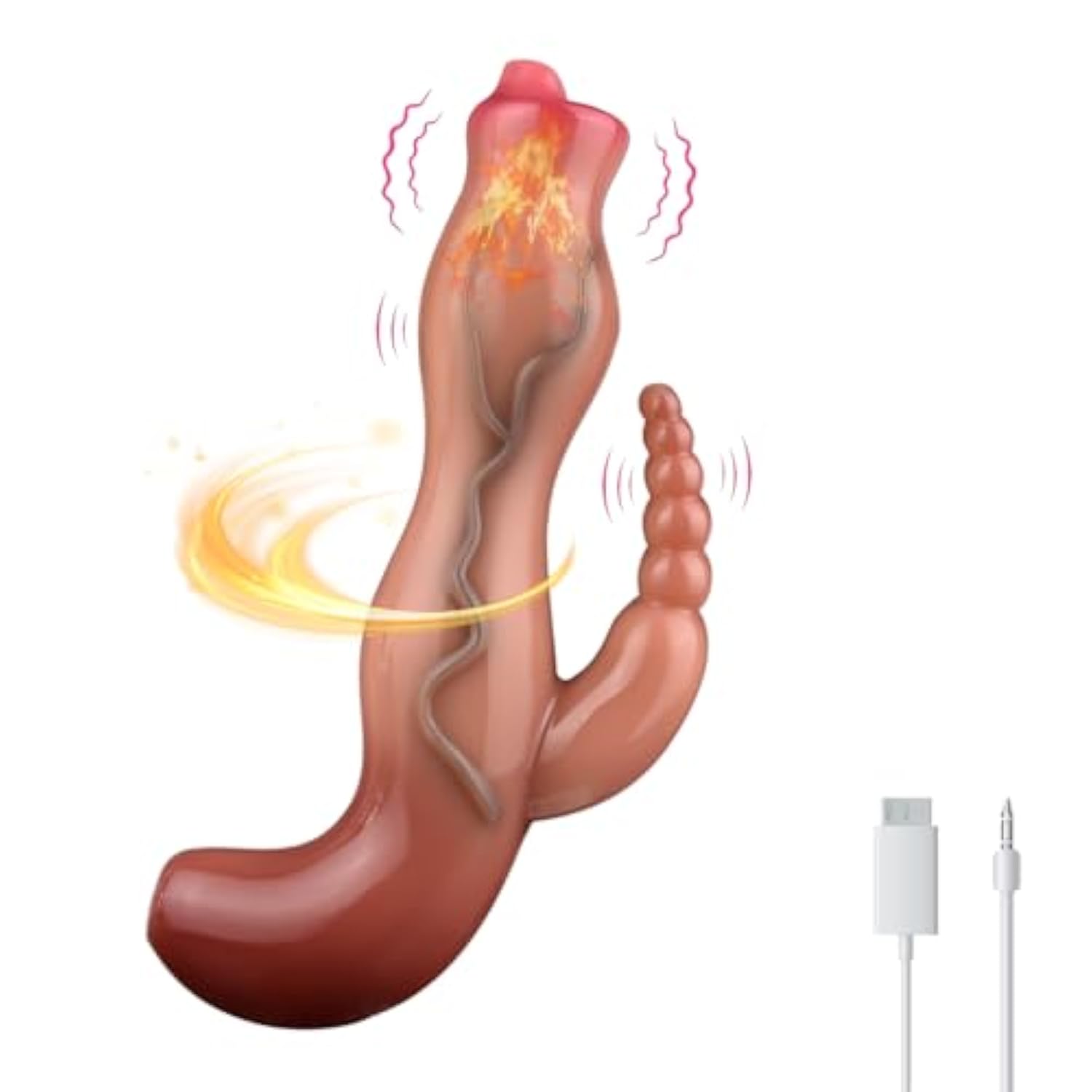 Realistic Fantasy Dildos Heated Vibrator,Clitoral Stimulator 10 Vibration Modes For Hands-Free Play Massage Clitoral Nipple Plugs, Liquid Silicone G Spot Realistic Dildo Adult Toys For Women Men