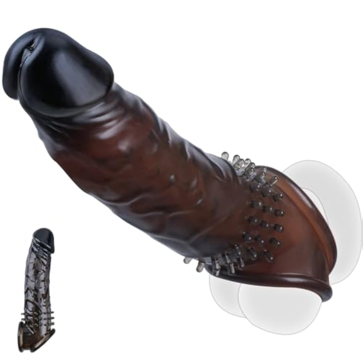 Reusable Penis Sleeve Cock Ring For Men, Soft Inner Textured Penis Extender Ring With Testicle And G-Spot Stimulation, Waterproof Male Sex Toy For Sex Toys For Men(Black)