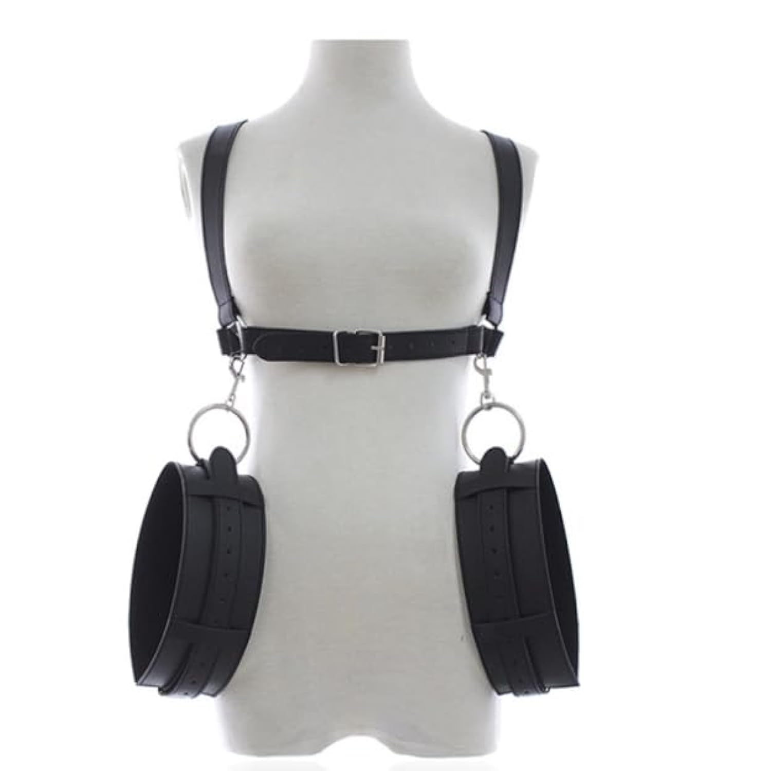 Sex Bdsm Restraints Set 3 In 1 Breasts Harness Adjustable Thigh Sling Behind Cross Chest Waist Belt With Handcuffs Thigh Cuffs Shoulder Straps Leg Spreader Open Harness Belt Fetish Adult Sex Toys