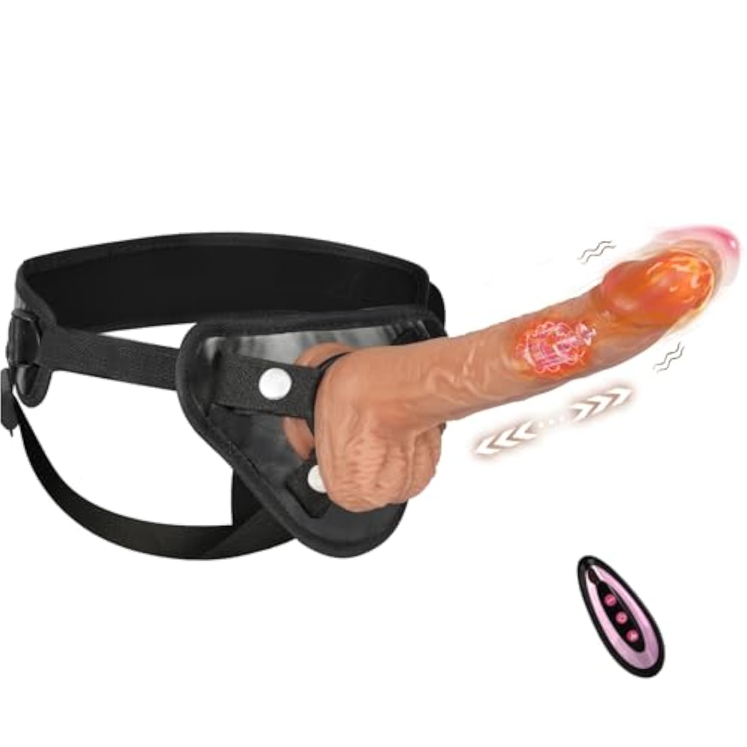 Harness Strap On Vibrating Realistic Dildo, 8” Silicone Dildo With 9 Thrusting Rotating Mode & Heating Mode, Wearable Vibrator Anal G Spot Stimulator Sex Toy For Lesbian Women Men