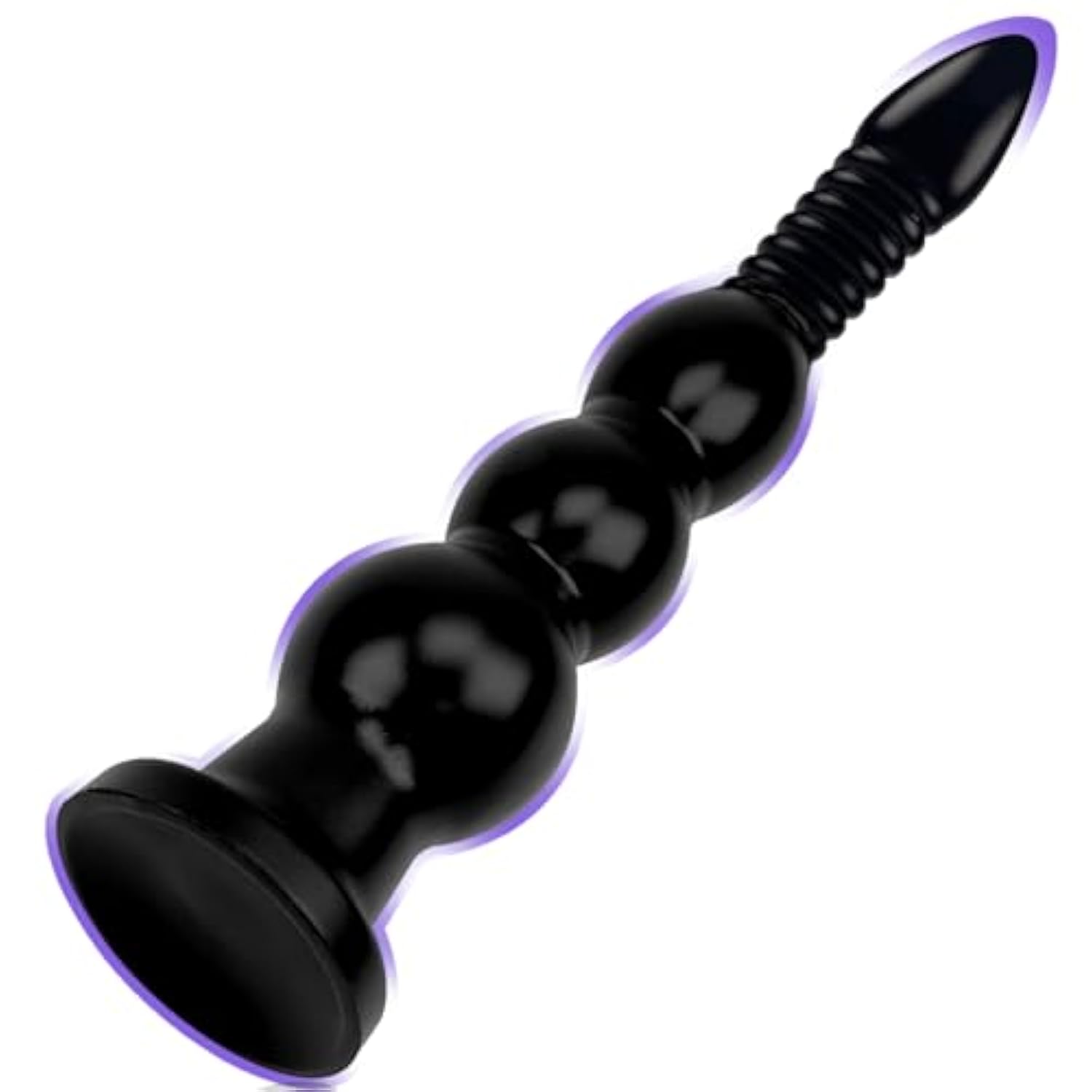 11 Inch Anal Beads Trainer With Suction Cup Black Silicone Butt Plug Cone Anal Stretcher Prostate Massager Dilator Sex Toy For Women Men Masturbation (M)