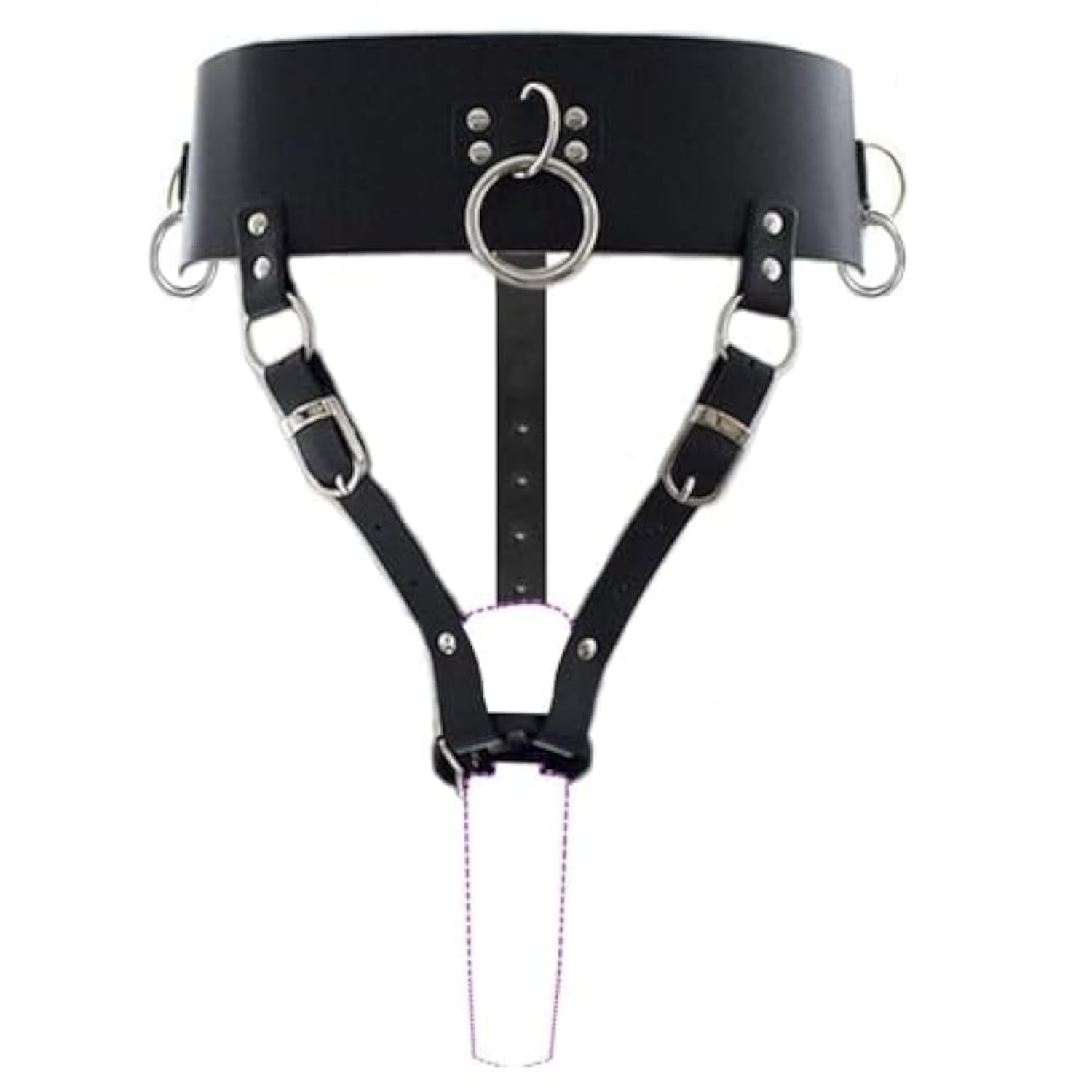 Women'S Bdsm Dildo Leather Constrained Forced Strapon Chastity Belt Lesbian Bondage Set (Vibrator Not Included) Sm Chastity Forced Orgasm Belt, Electric Waistband Harness Fixed Belt Sex Toys For Women