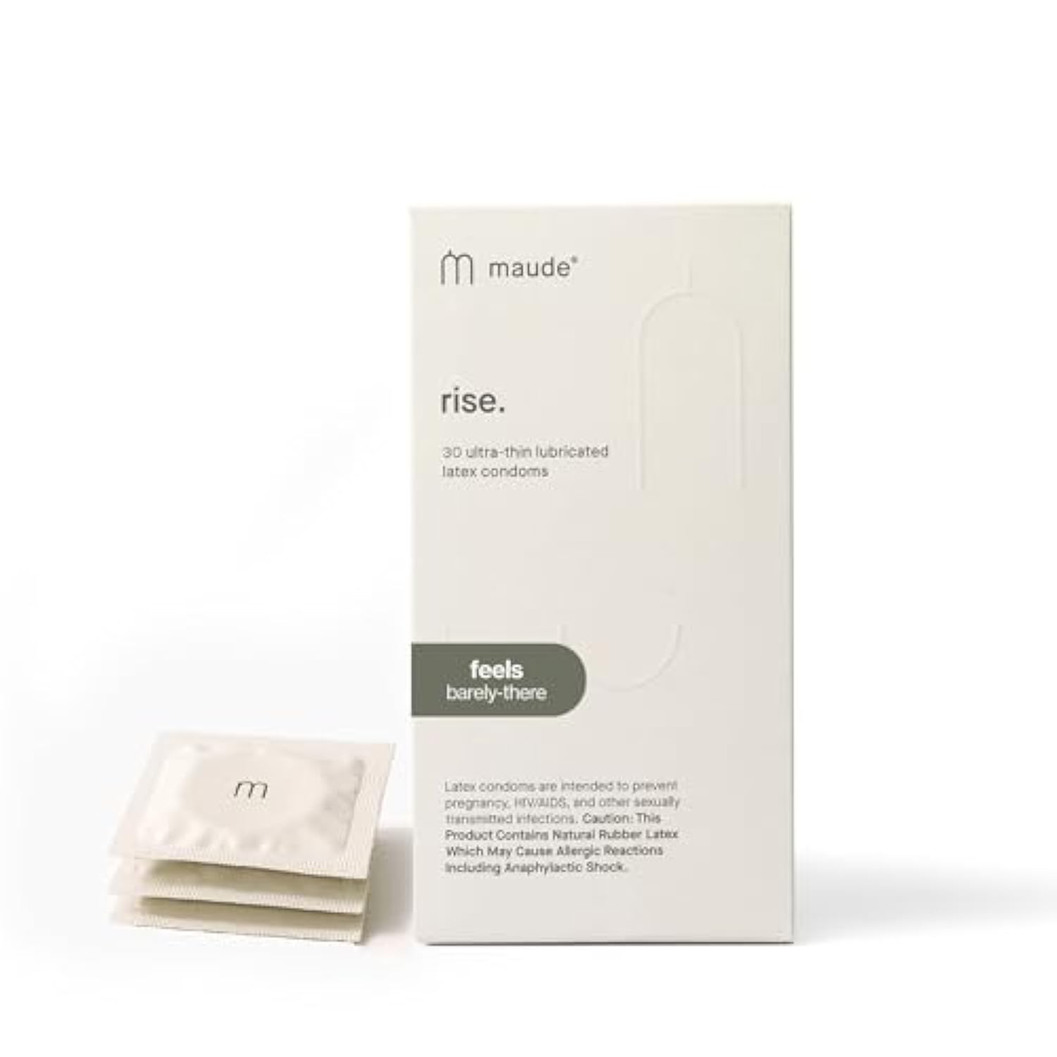 Rise - Ultra Thin Condoms - 100% Natural Latex, Made Without Harmful Chemicals And Tested For Safety - Vegan-Friendly, Spermicide-Free Lubricated Condoms (30 Pack)