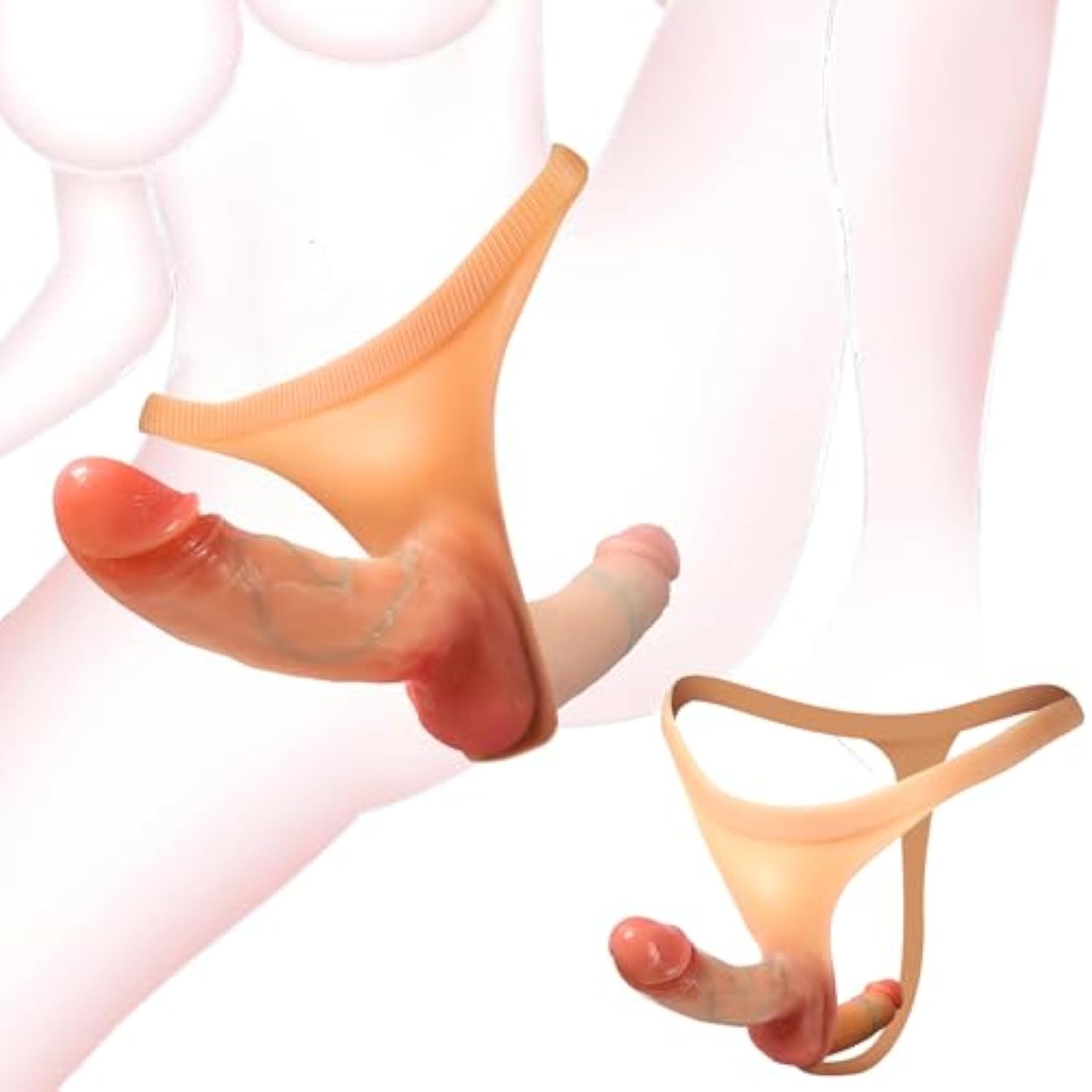Double Dildo Silicone Strap-On Panties – Wearable Dildo Underwear With 5.7In & 5.2In Solid Shafts, Realistic Dual Shaft Strap-On Sex Toy For Anal & Vaginal Play For Lesbian Couples