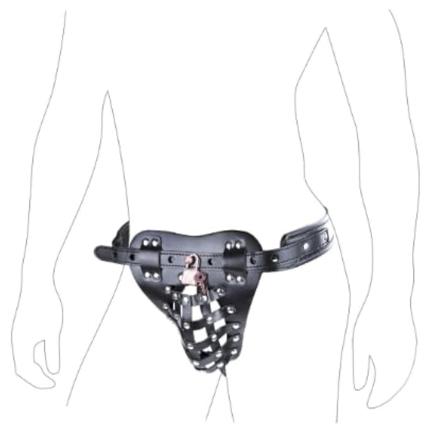 Men'S Harness Chastity Belt Pu Leather Chastity Devices Sexy Male Chastity Belt With Lock Cock Bdsm Self Bondage Fetish Sex Toys Anti-Off Auxiliary Testicle Chastity Strap Cock Cage Underwear