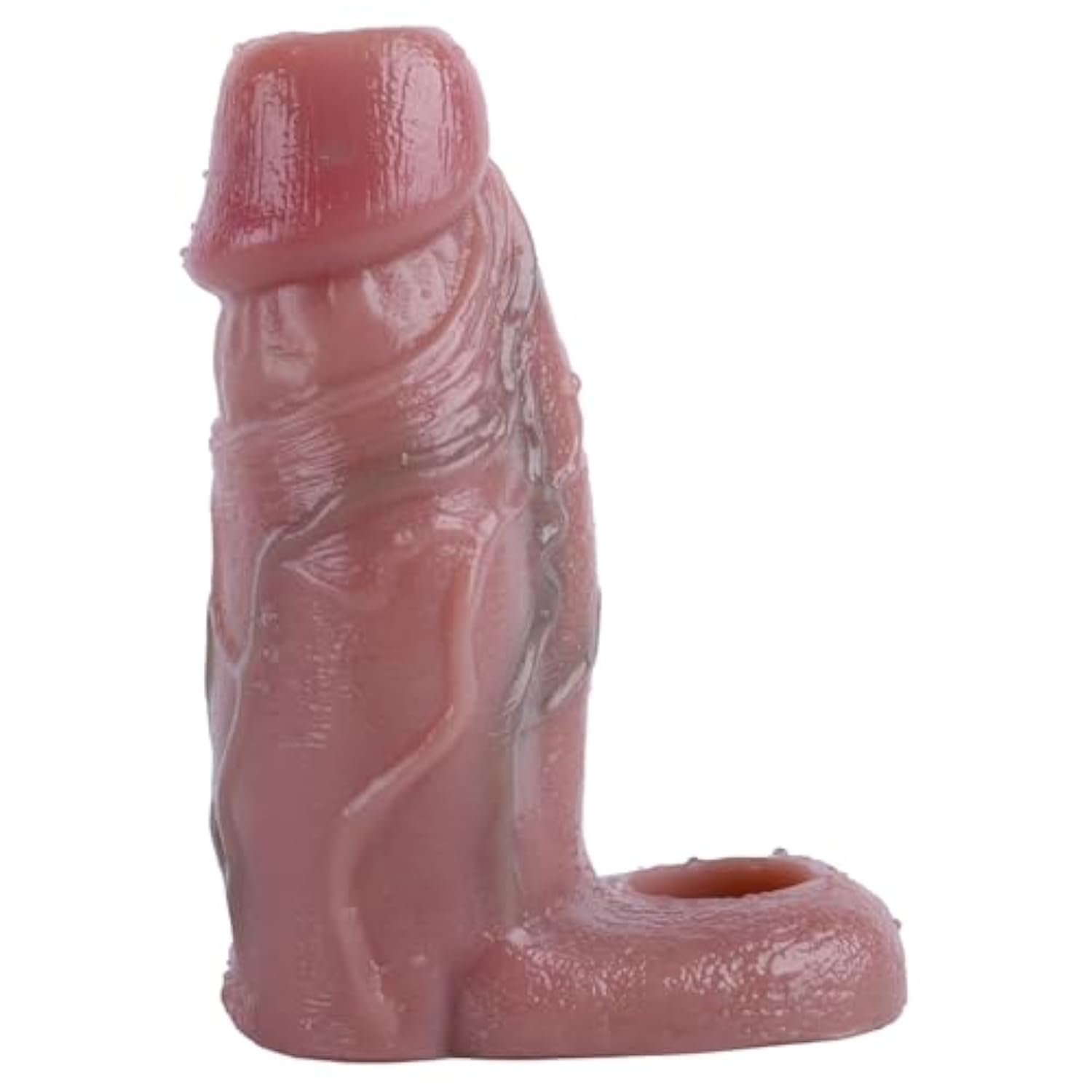 Realistic Penis Sleeve For Men Reusable Silicone Thickened Testicle Cock Ring Delay Ejaculation Enlarger Extender Male Couples Adult Sex Toys (S)