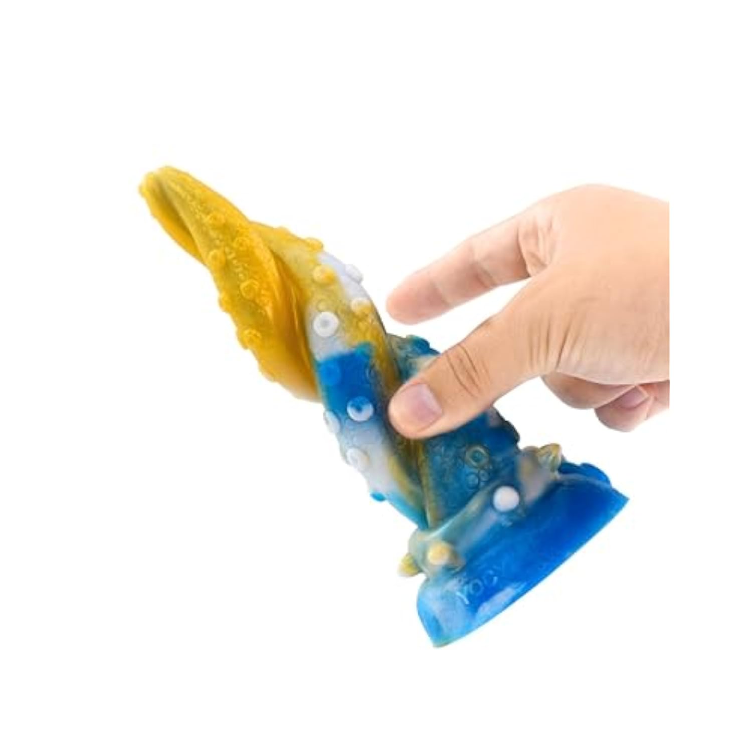7.4 Inch Octopus Leg Dildo | Twisted Spiral Giant Octopus Tentacle Anal, Big, Animal Dildo With Skim, Kraken, Alien Sex Toy, Strap On Screw Gay Fist Swirl Helix, Rotating (Blue)