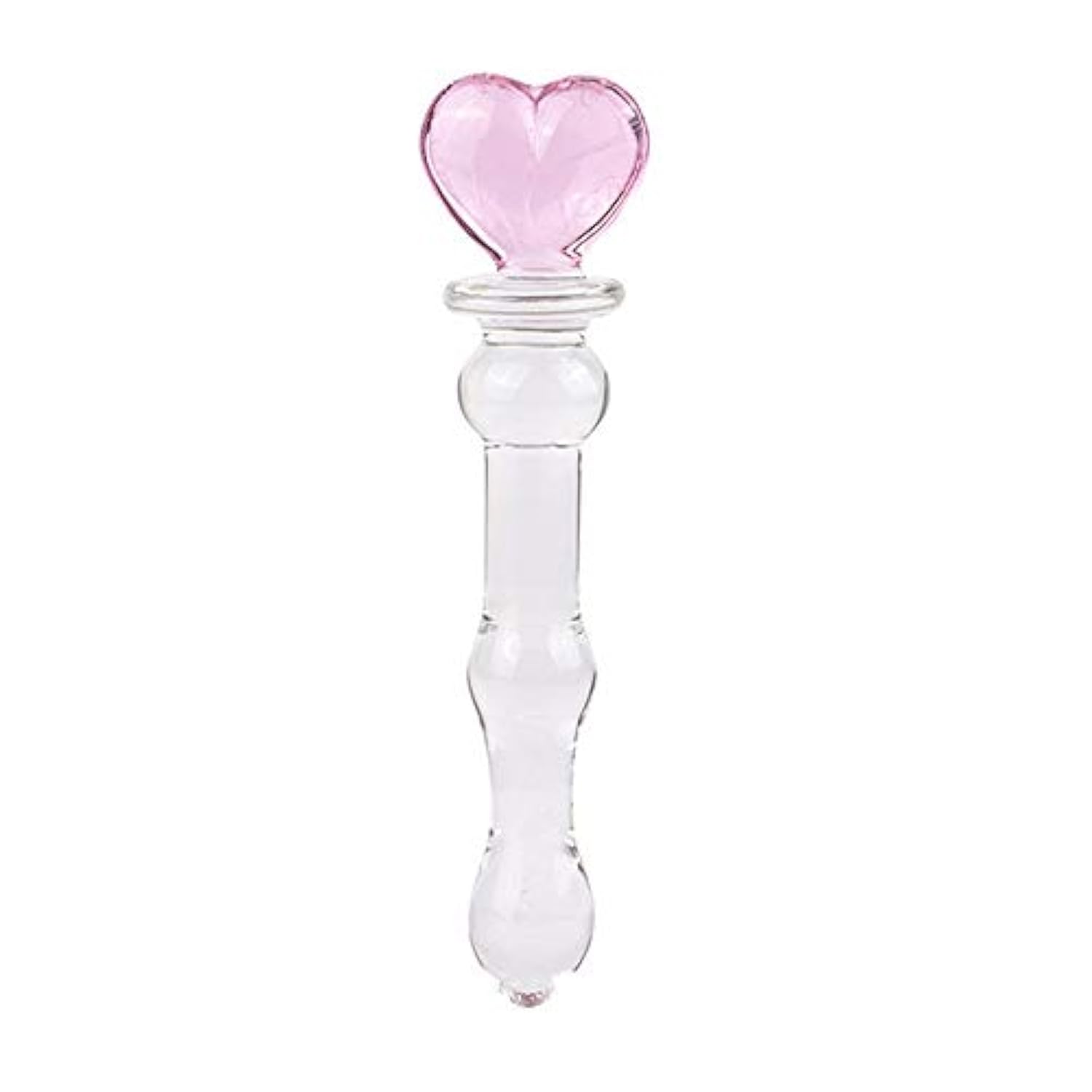 Heart Crystal Glass Pleasure Wand Dildo Penis, Pink