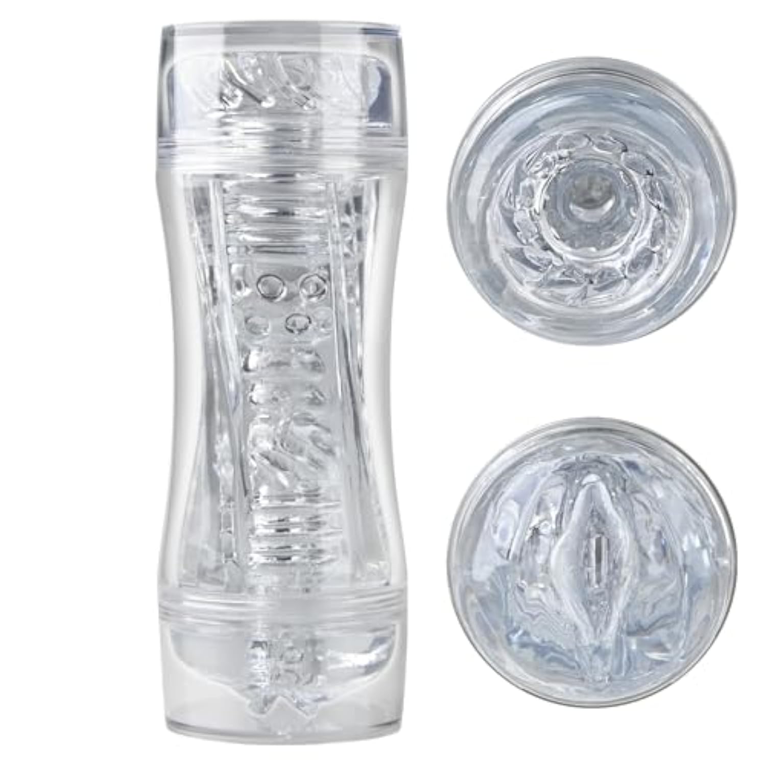 Transparent Double-Ended Male Masturbator With Realistic Vagina And Anus, Waterproof And Skin-Friendly Material Portable Pocket Stimulation Device With Dual Pleasure Sex Feature Adult Pleasure Toy