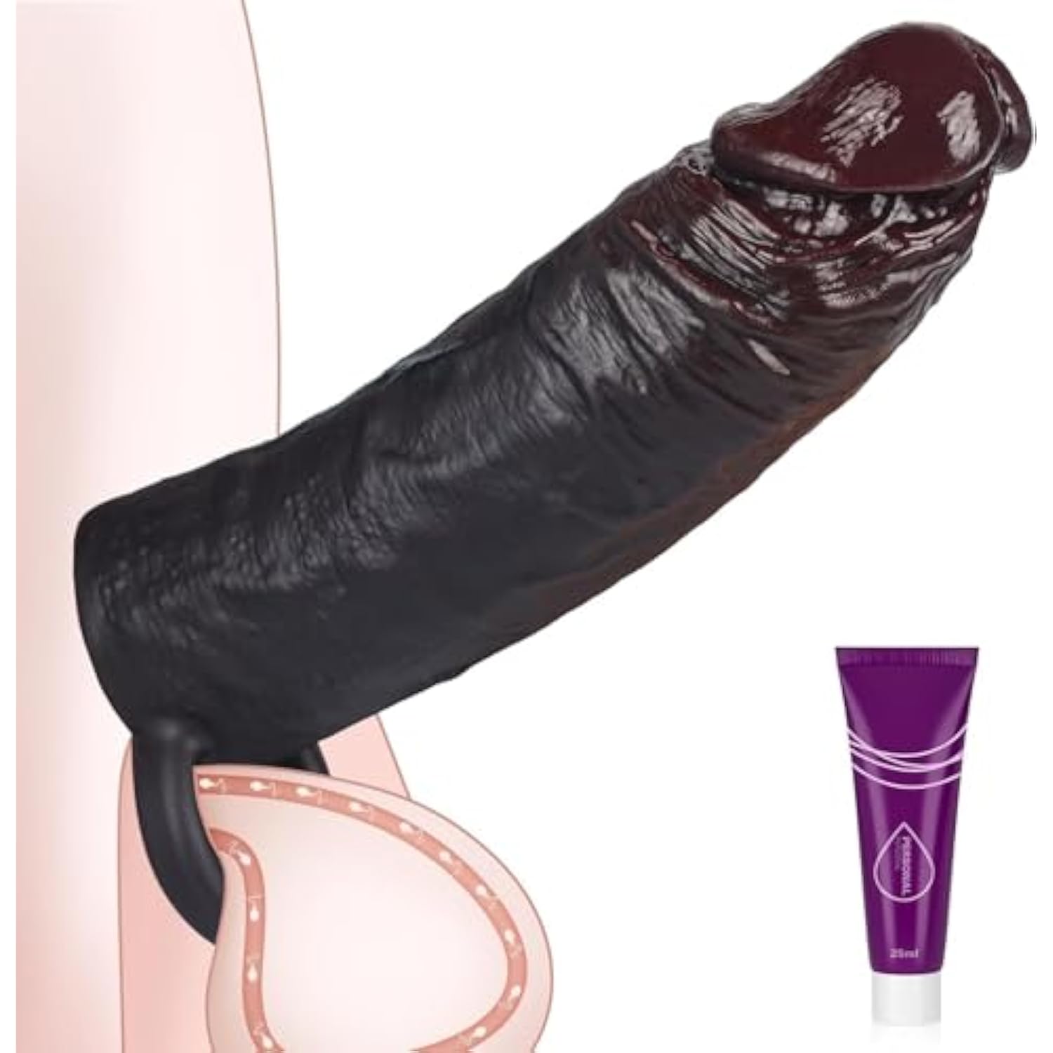 6 Inchs Penis Sleeve-M Size, Brown Realistic Thick Slicone Adult Cock Toys, Alargamiento De Pennis Extender & Pennis Sleeve Girth Enhancer For Men Couples Adult Sex Ateroeri Toys & Games