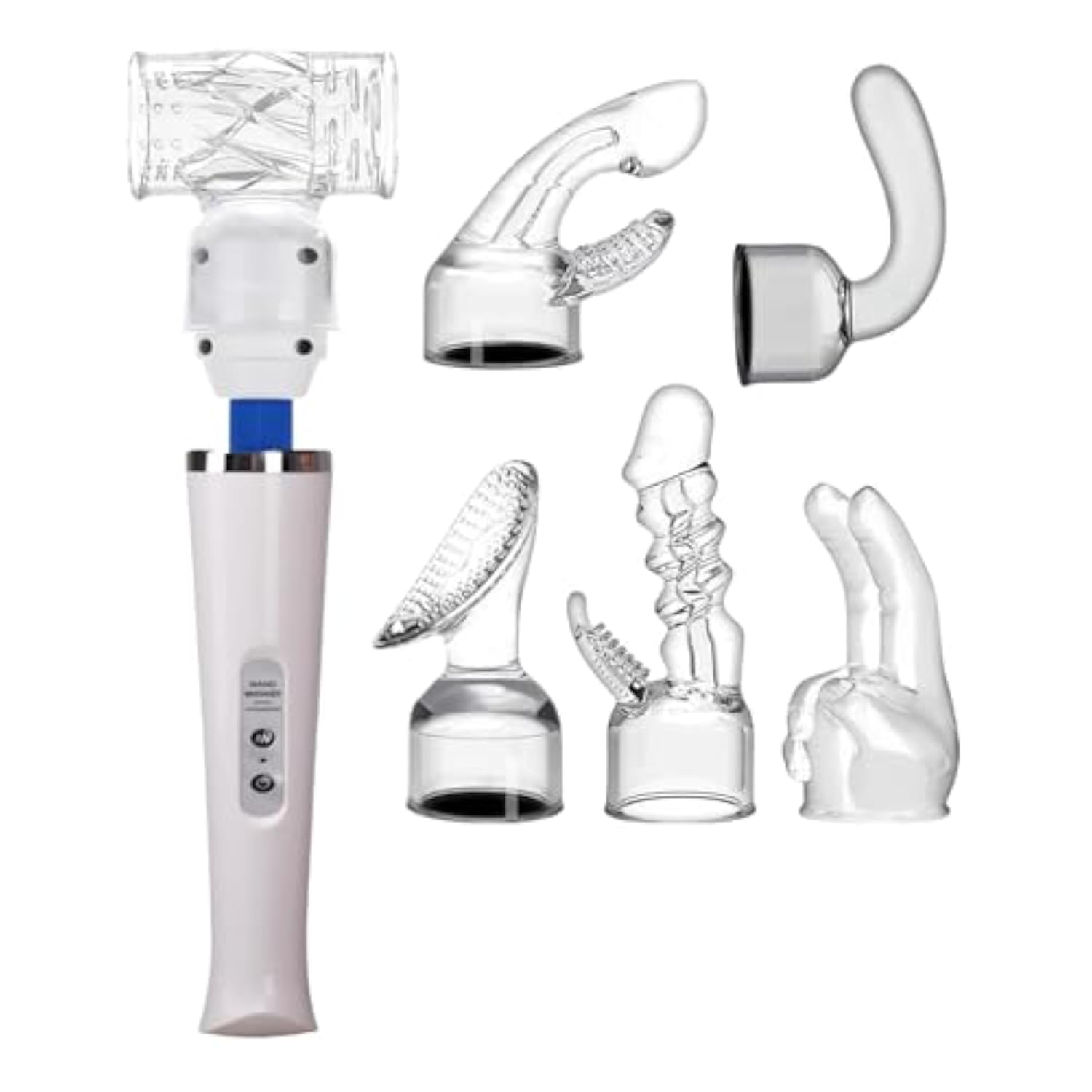 Wand Massage Vibrator Attachments Set, 6 Piece Handheld Accessories For Back Neck Leg Hand, Come With 10 Speeds Powerful Magic Massager Wand,For Home,Office Pressure Relief