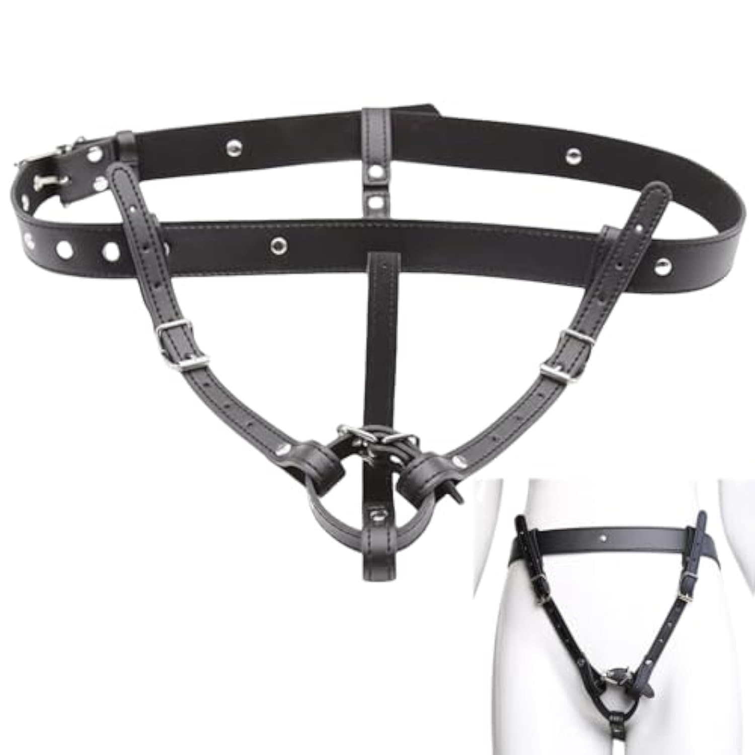 Chastity Belt Harness Strap On Dildo String Chastity Cage Anti-Off Device Adjustable Leather Chastity Belt Masturbation Panties Sm Bondage Sex Toy