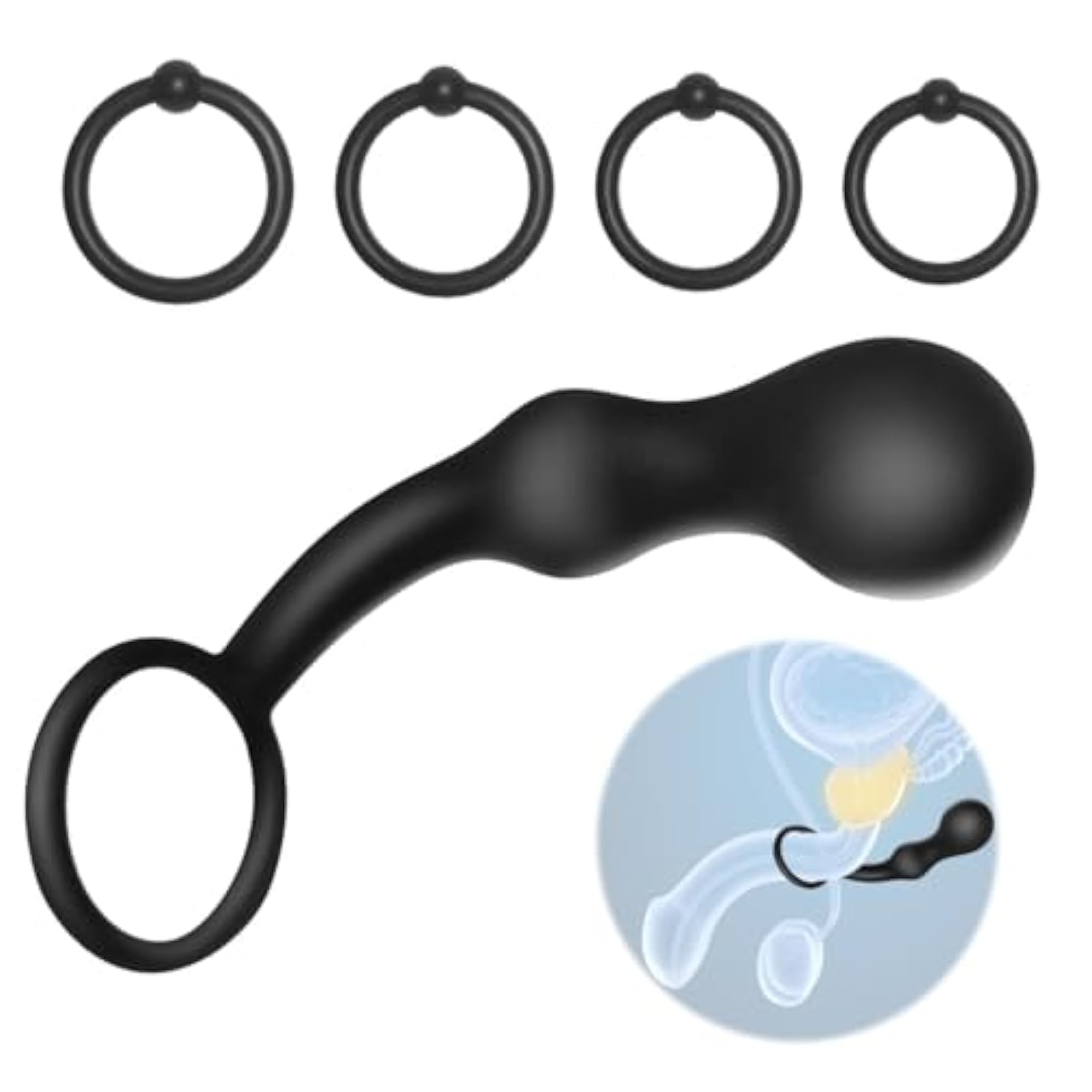 Silicone Anal Plug With Penis Ring,4 Pcs Cock Rings,Plug Beads,Anal Sex Toys For Prostate Glands,Anal Toys For Men,Women And Beginners,Anal Training For Trainer,Anal Butt For Couples,G Spot Plug Toy.