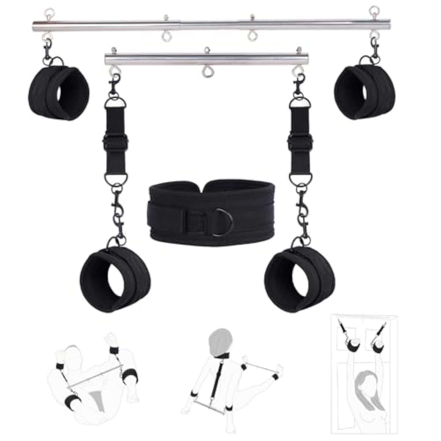 Spreader Bar Bondage Sex Toys With Neck Collar Wrist Ankle Restraint Kits, Bdsm Bondage Set Adjustable Handcuffs Collar For Adult Couple