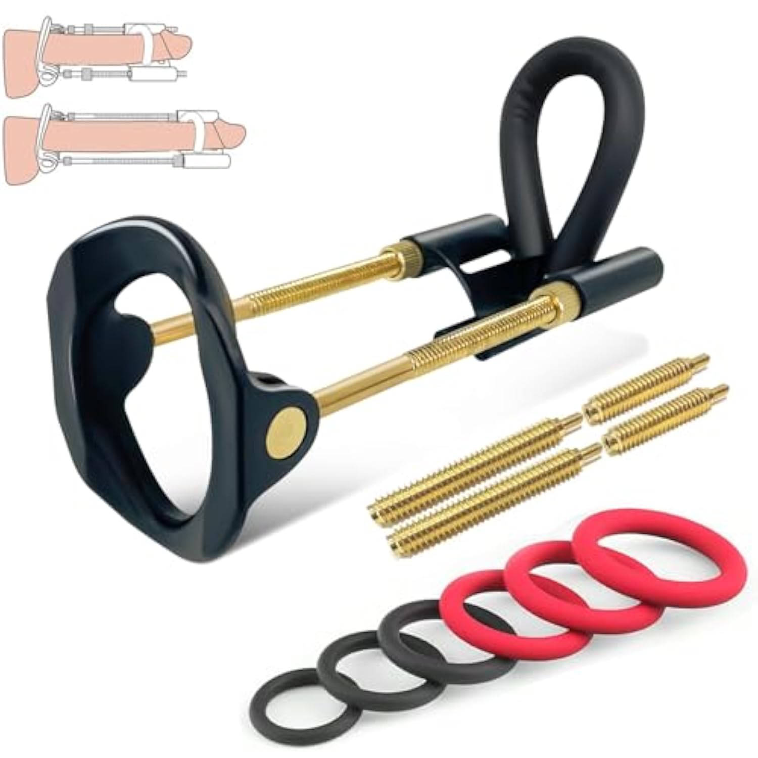 Penis Extender Stretcher Kit, Penis Pump Sex Toys For Men, Male Penis Pump, Penis Trainer, Penis Enlarger, With 6 Silicone Penis Rings, Wearable Adjustable Traction Trainer, Men'S Sex Toys