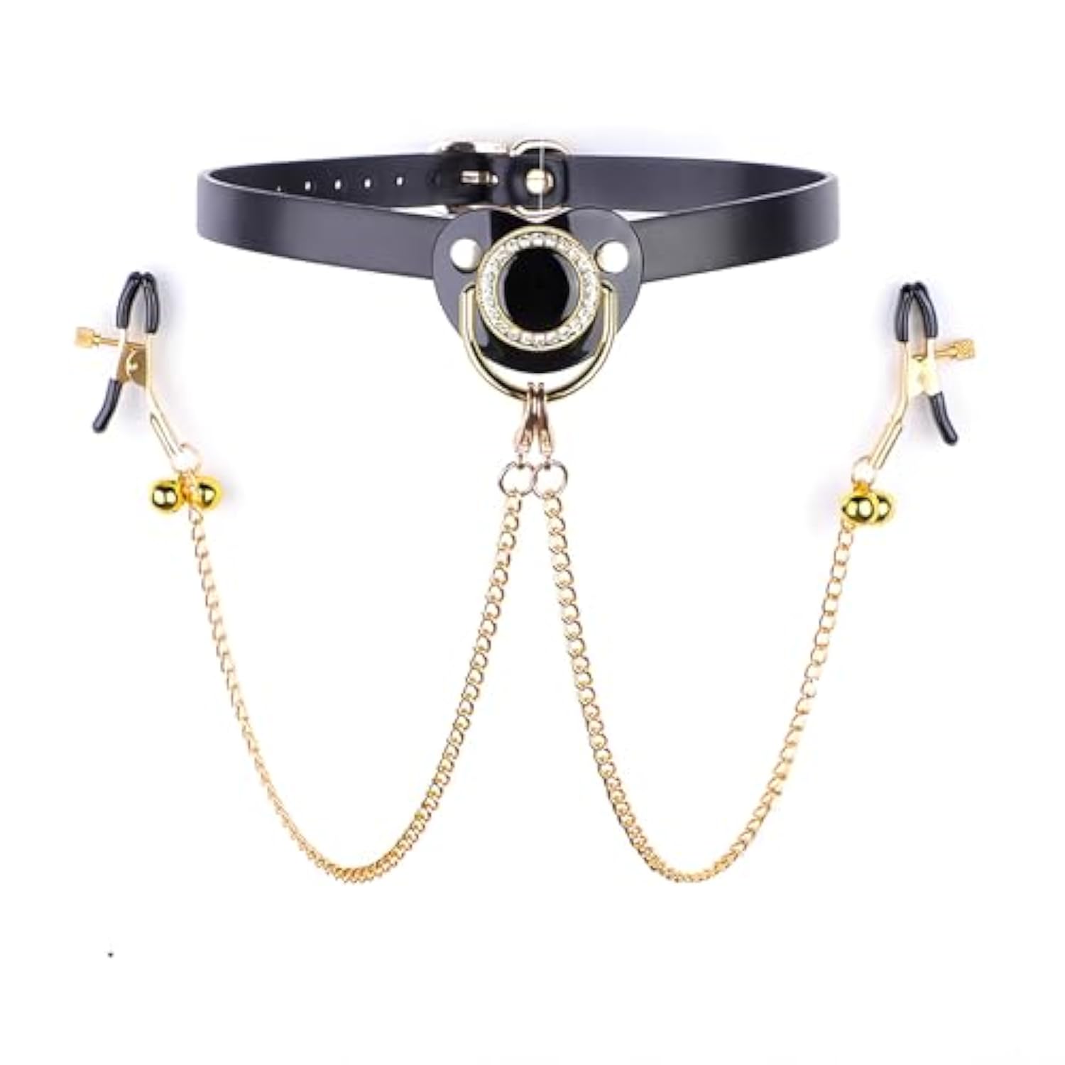 Adult Bdsm Gags With Chain Clips Sex Pacifier Balls Female Breast Bells Nipple Clips?Collars, Gags, Restraints, Nipple Clamps, Bondage, Play Props