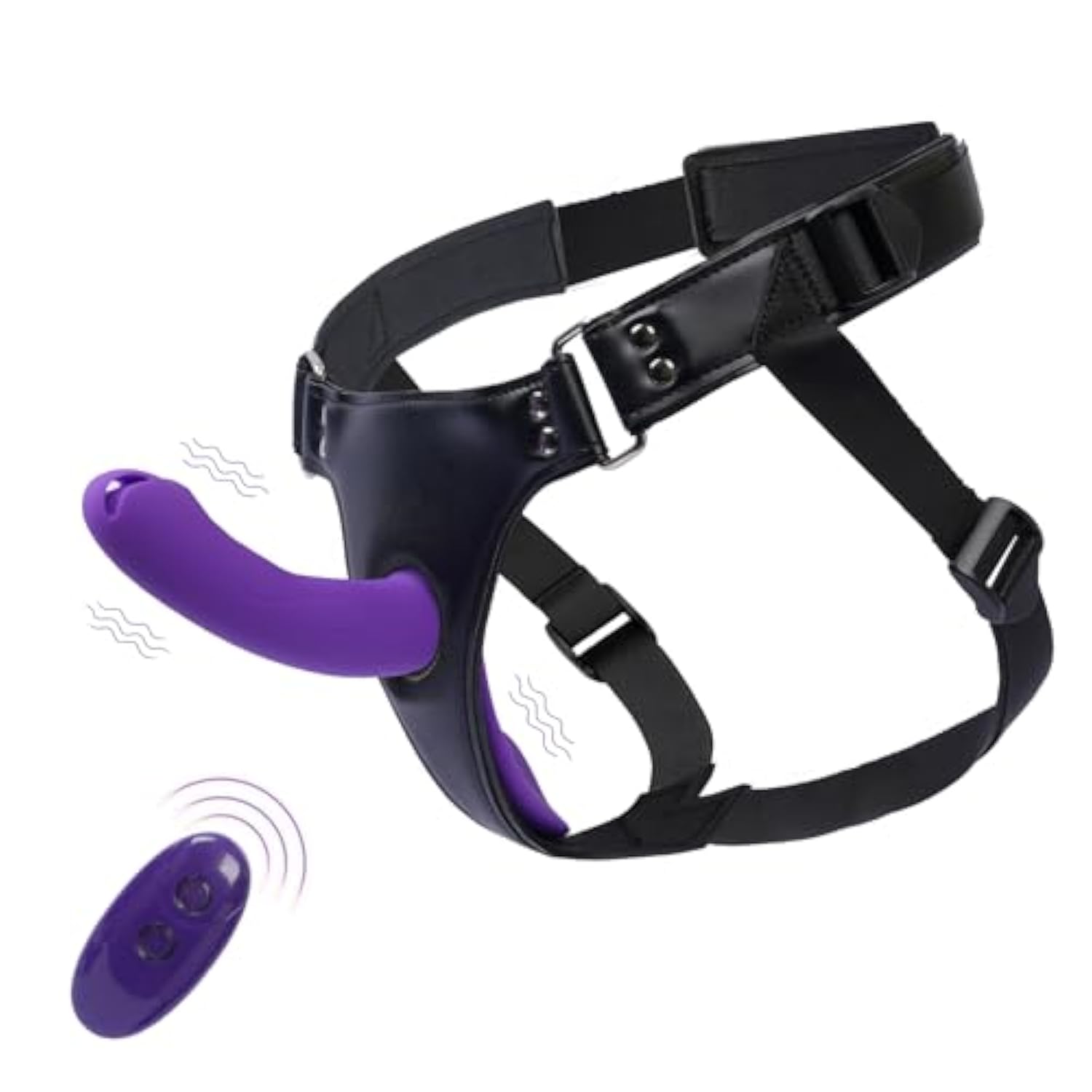 5 Inch Vibrating Strap On Dildo Harness Set For Women And Men,Lesbian Sex Toys With Adjustable Strapon Harness,Rechargeable Vibrator With 10 Modes & Remote Control,Purple