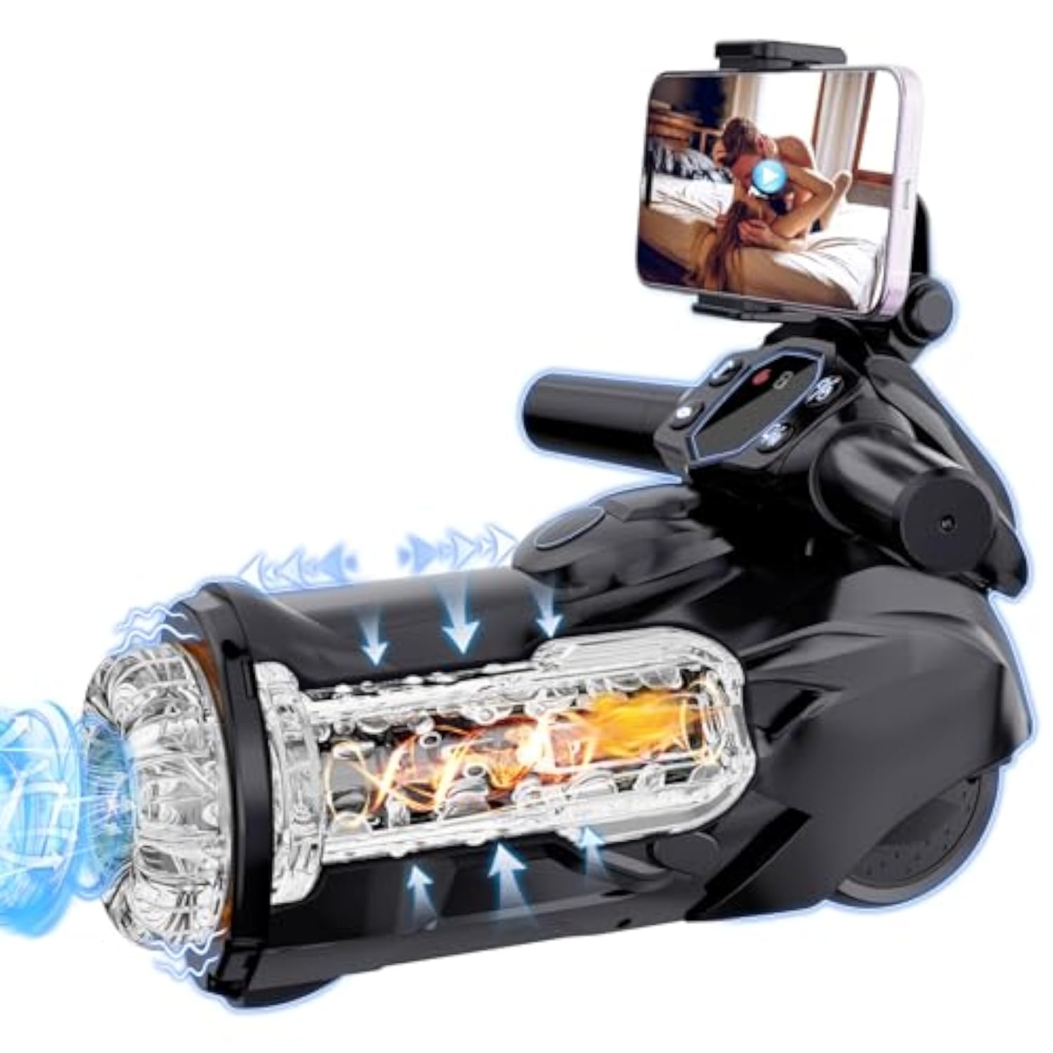 Male Masturbator Penis Pump Sex Toy For Men - Upgrade Motorcycle Shape With 9 Thrusting/Sucking/Vibrating Heating Mode Male Sex Toy, With Phone Stand And Handles Free Penis Trainer Sex Machine