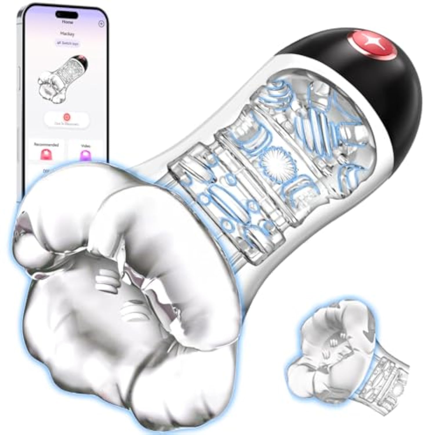 Transparent Male Masturbator Penis Vibrator - 4In1 Sex Toys For Men With 9 Training Strokers Modes & App Remote Control & 4.98’’ Deep Blowjob Pump, Male Adult Sex Toy For Gay Men Women Couple
