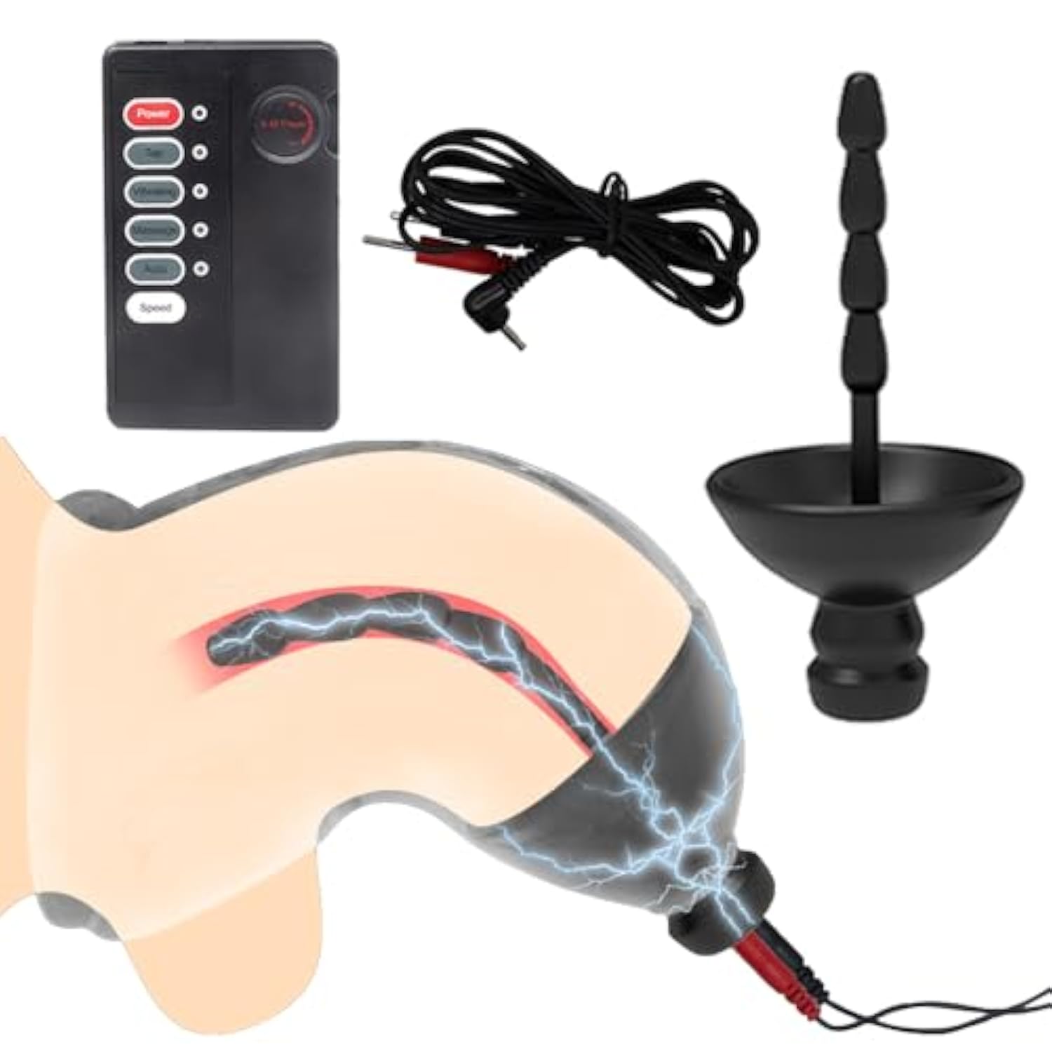 Male Silicone Electric Pulse Shock Urethral Sound Smooth Urethral Dilator Set, Soft Penis Plug E-Stim With Catheter Stimulation Sm Torture Fetish Urethra Masturbation Rod Sex Toys For Men (8Mm)