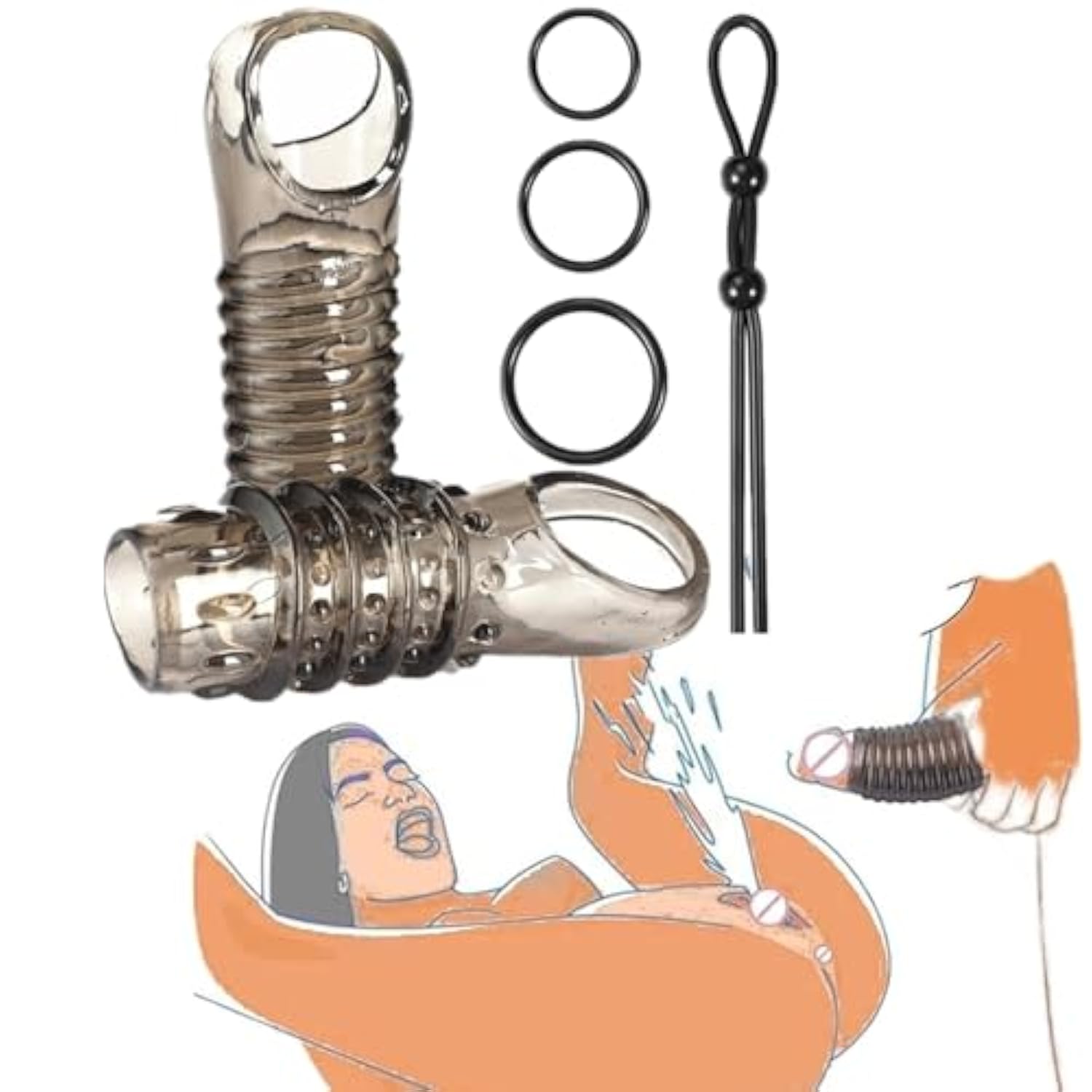 Penis Enlargement Sleeve Silicone Set Cock Sleeves Male Erection Enhancement Premium Reusable Penis Ring Delayed Ejaculation, Penis Ring Include