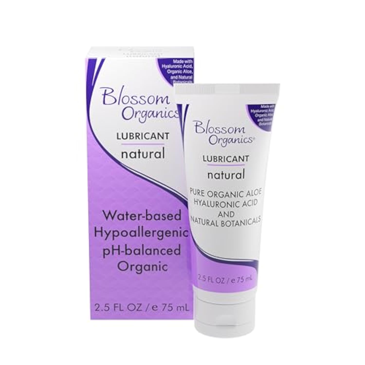 Blossom Lube Organics Personal Lubricant for Women 2.5 Fl Oz - pH Balanced, Non-Irritating, Water Based Personal Lubricant, Free of Harsh Ingredients, Toy Friendly