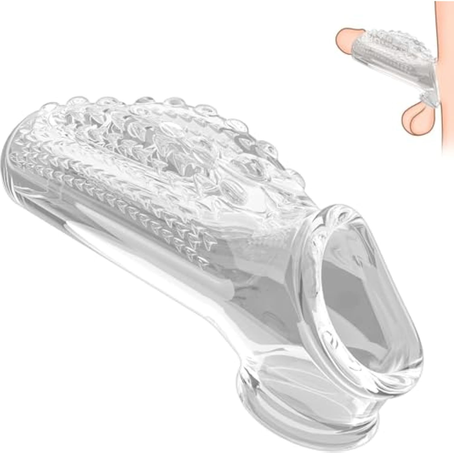 Penis Sleeve For Men Sex Toys Penis Extender Girth Sleeve With Ball Stretcher Penis Ring Delay Ejaculation Stronger Erection Enhancement, Adult Sex Toys Cock Sleeve For Couples Transparent
