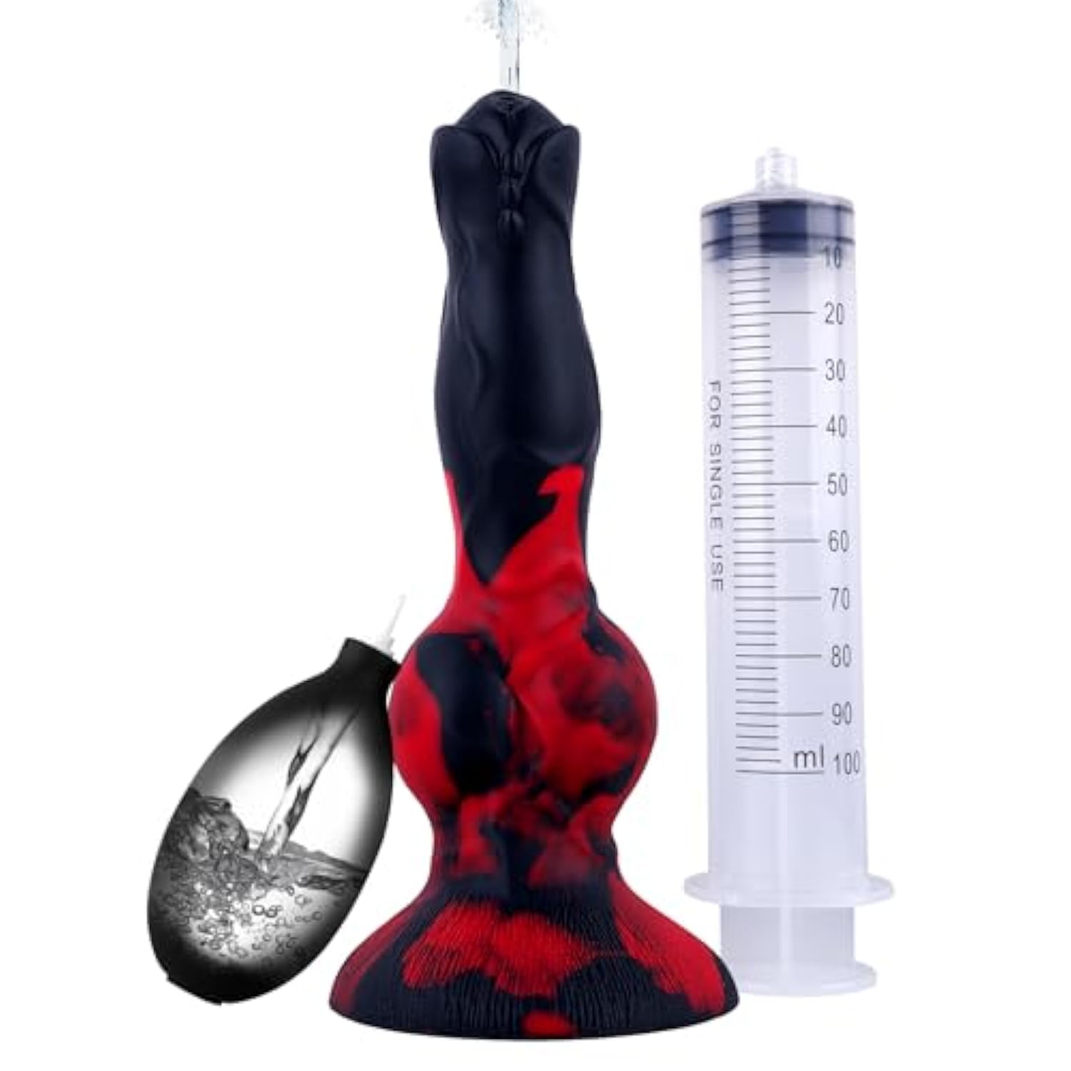 Realistic Squirting Dog Dildo With Knot - Lifelike Animal Ejaculating Dildos - Silicone Cumming Dildos Penis Sex Toy With Strong Suction Cup For Men Women (Red)