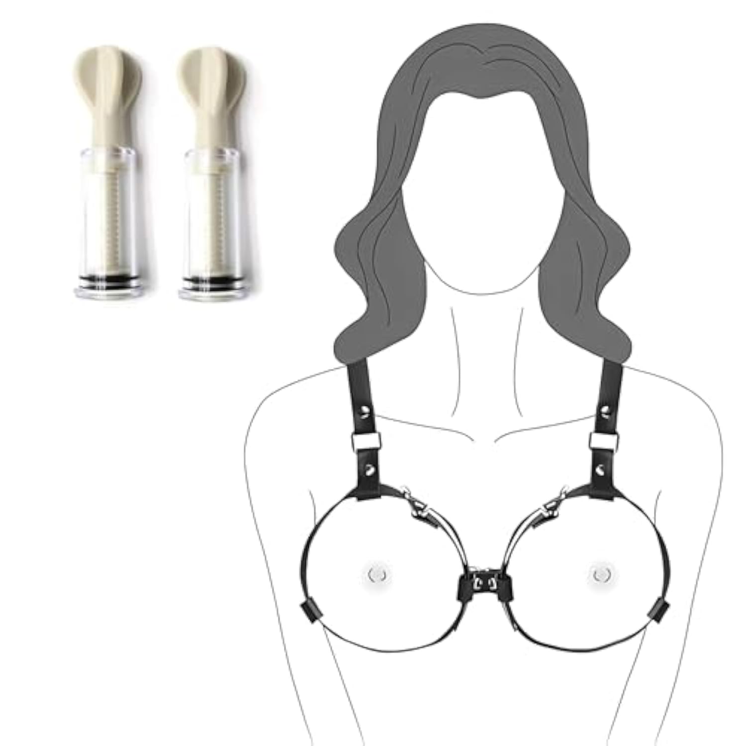 Bdsm Breast Bondage Restraints, Pu Leather Sex Restraints Chest Harness For Women Nipple Sucker Boobs Breast Cincher Fit B To D Cup, Kinky Nipple Sex Toys For Couples Adult Women Restraint Sex Games